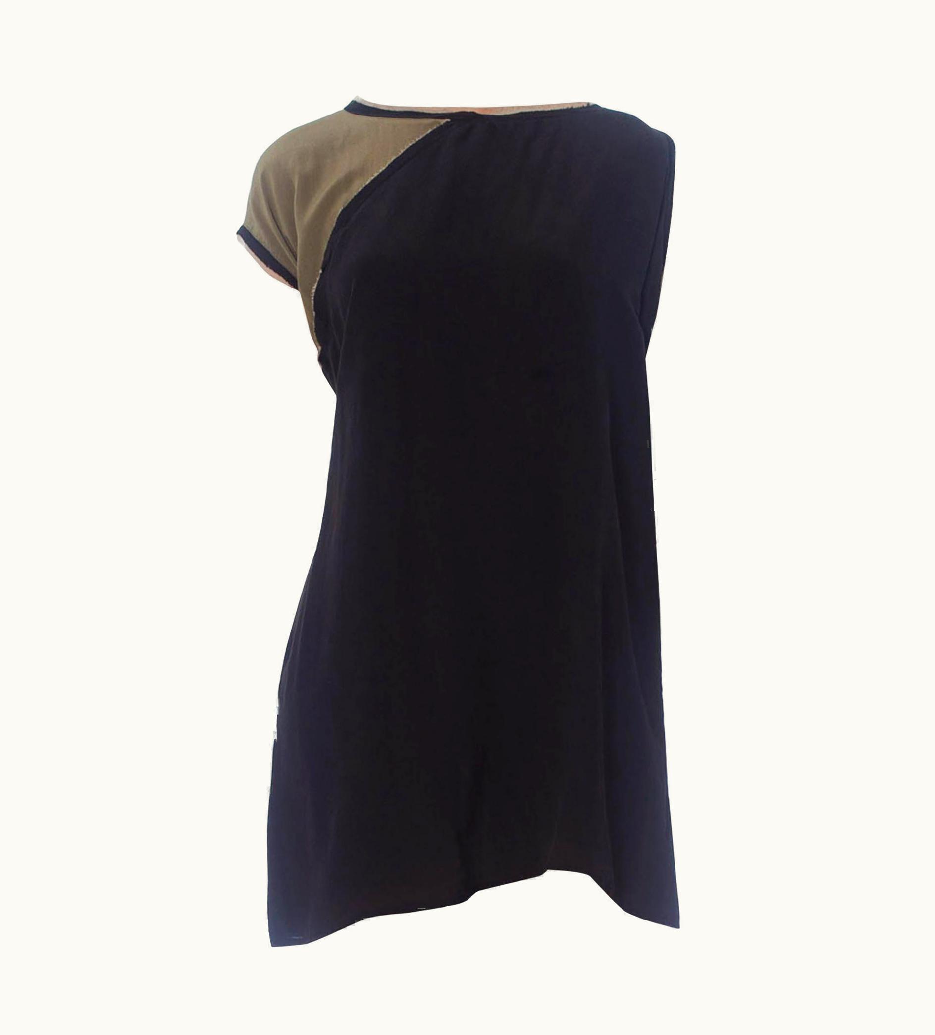 Prada 2000s Prada Black Silk Crepe De Chine Deconstructed Dress