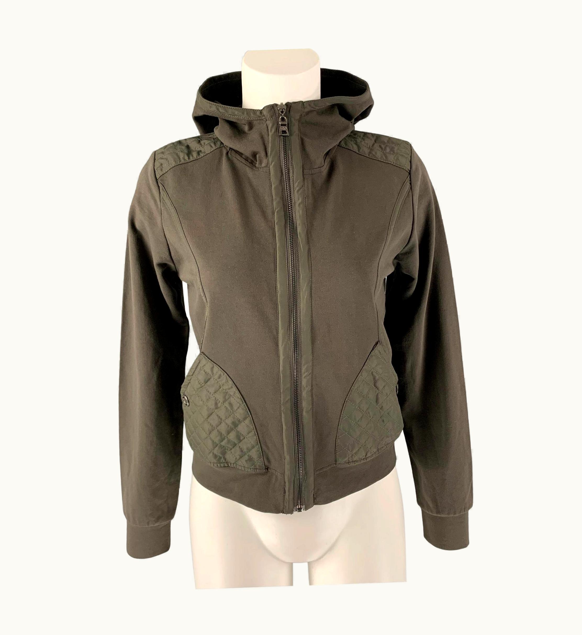 Prada Prada Olive Mixed Fabrics Hoodie Casual Top