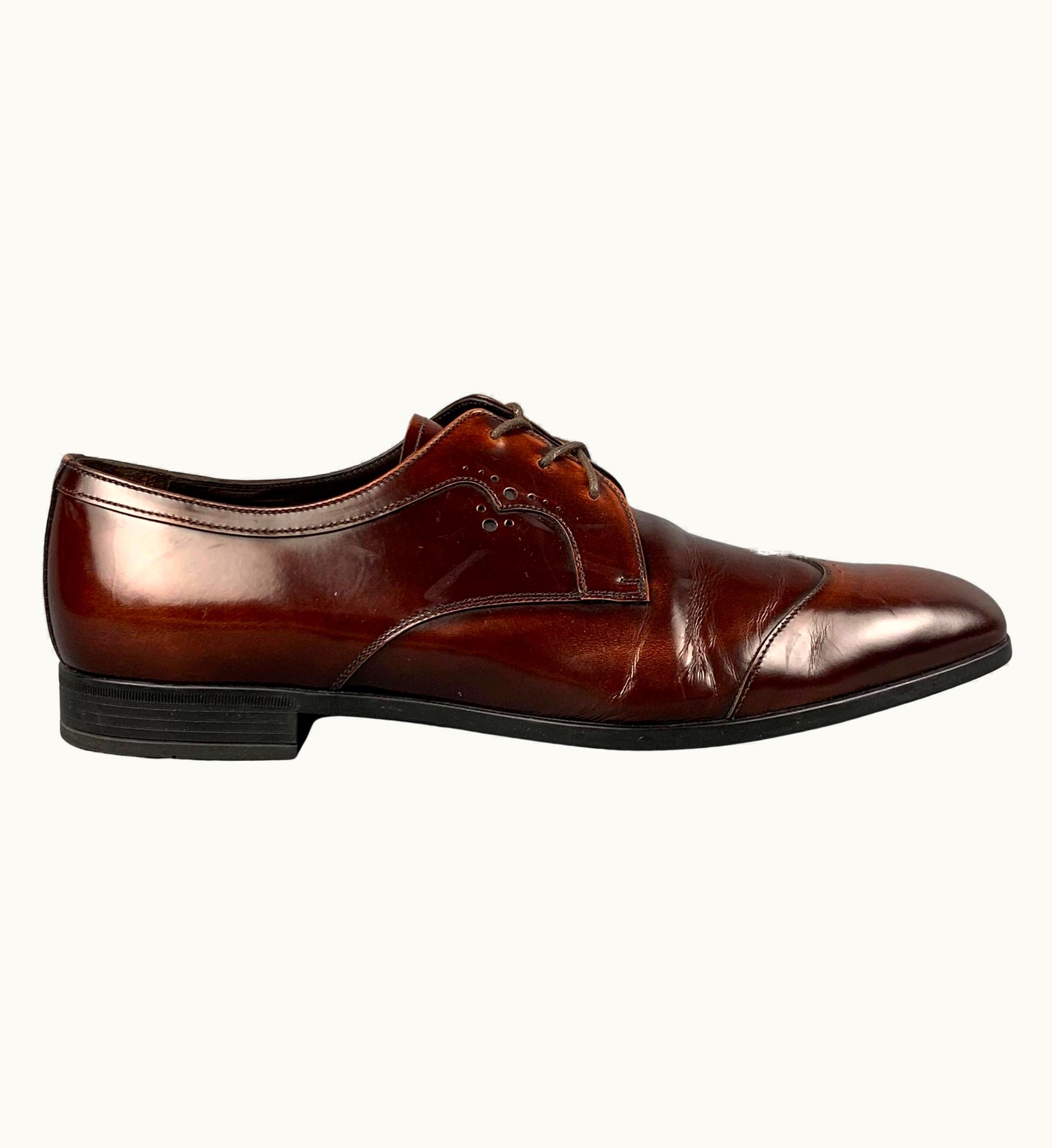Prada Prada Brown Antique Leather Lace Up Shoes