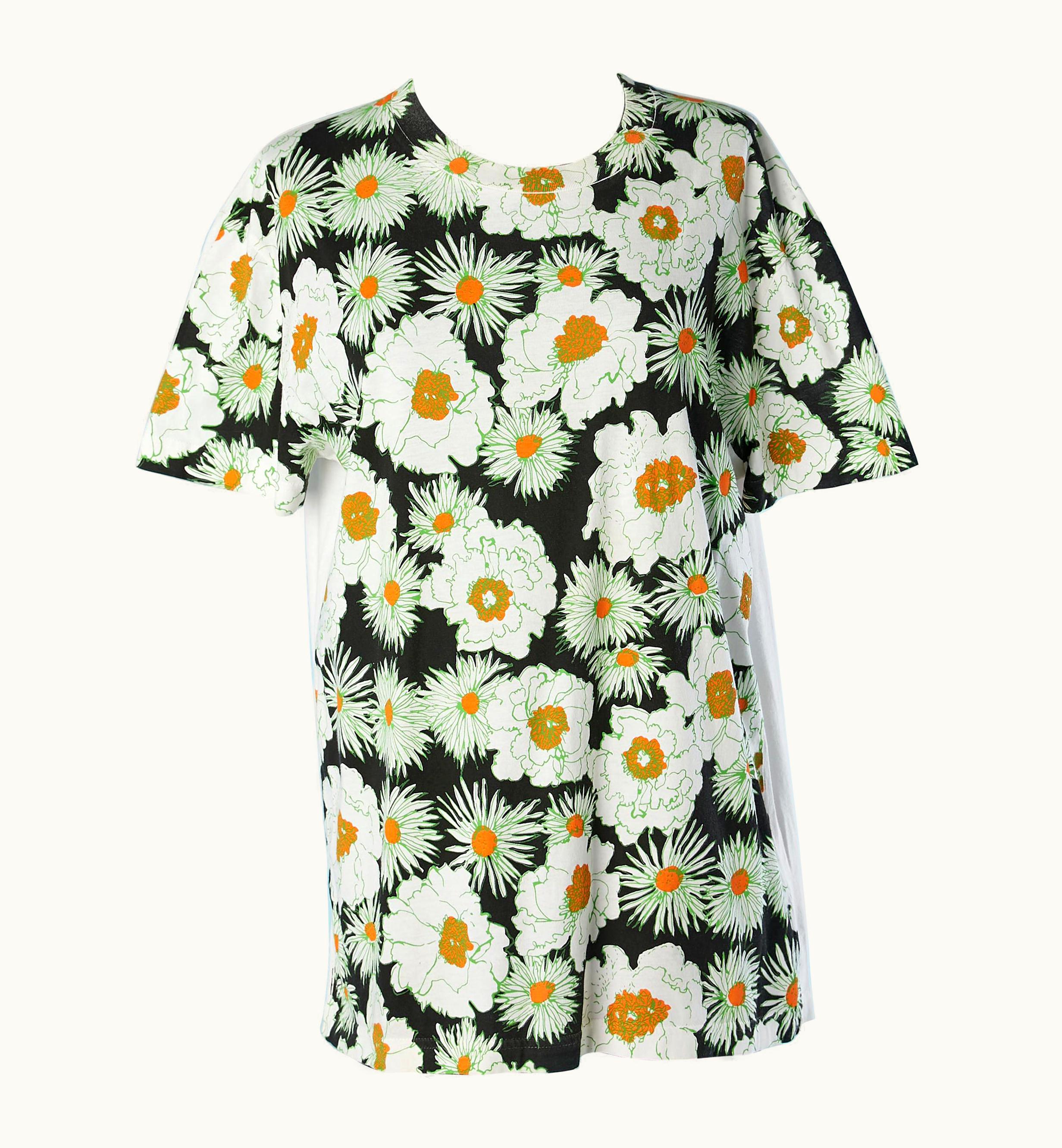 Prada White Cotton Tee-shirt With Flower Print Prada