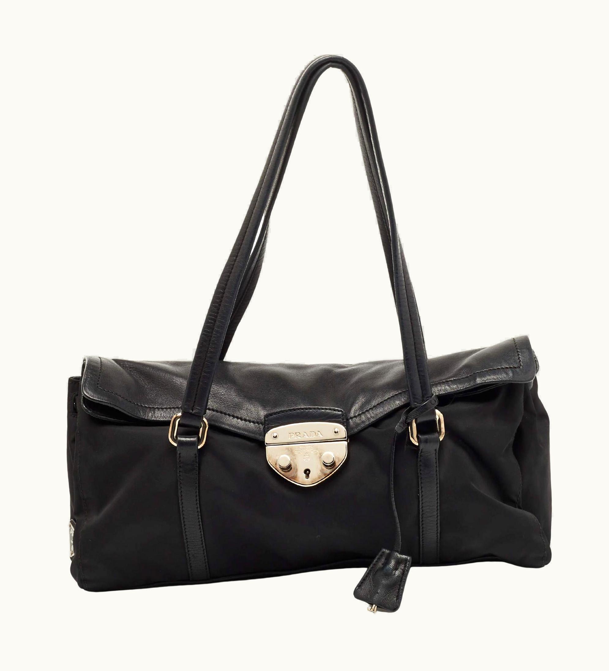 Prada Prada Black Nylon And Leather Easy Shoulder Bag