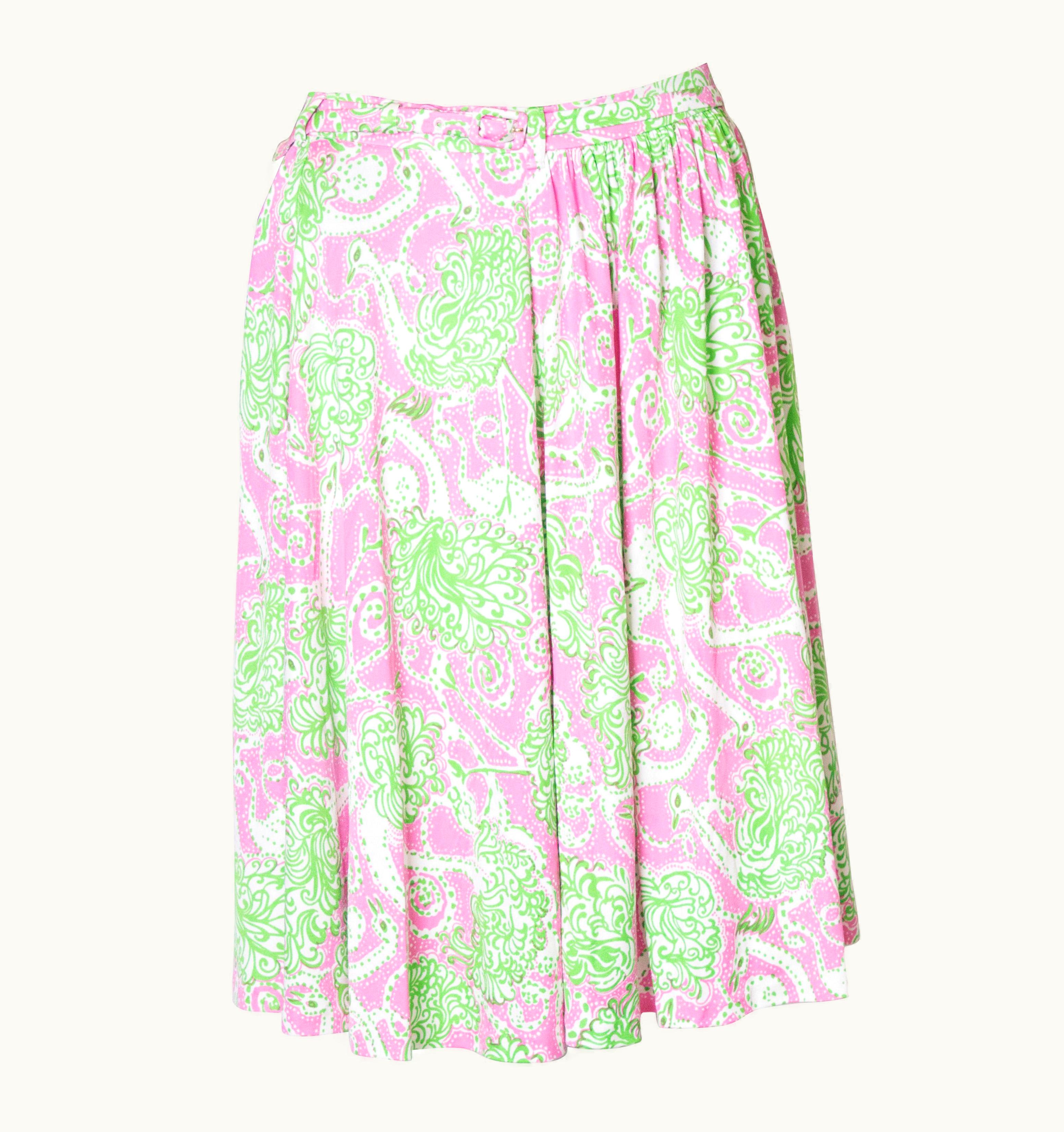 Prada Prada Green, Pink And White Silk Jersey Skirt