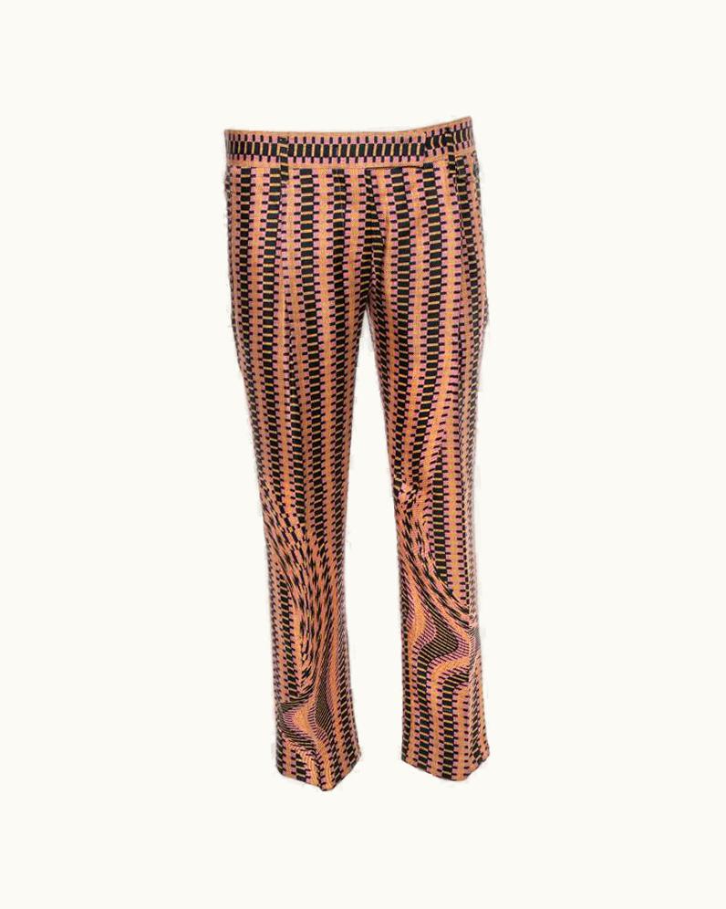 Prada Prada Pink Weave Print Silk Cropped Trousers