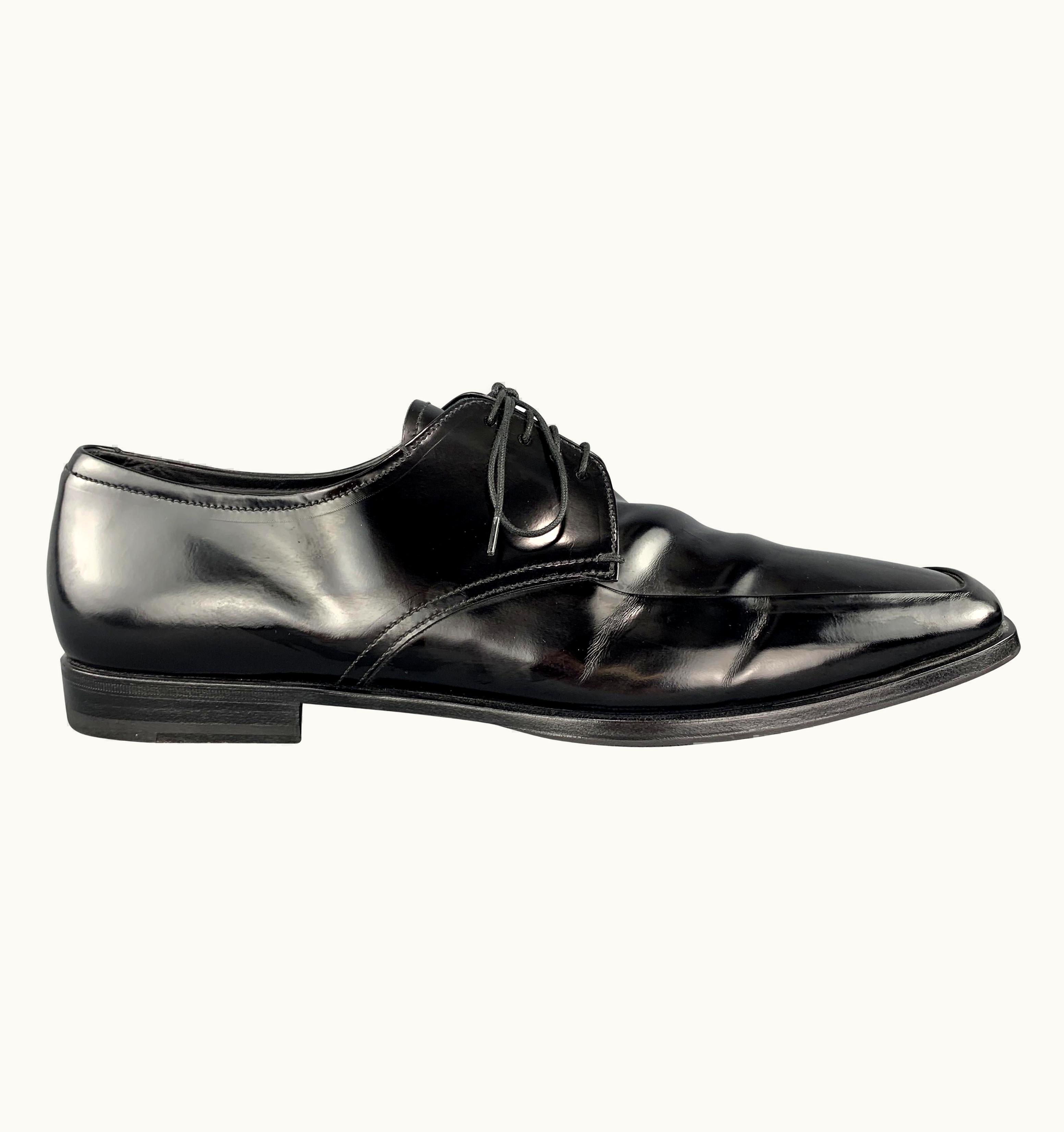 Prada Prada .5 Black Leather Apron Toe Lace Up
