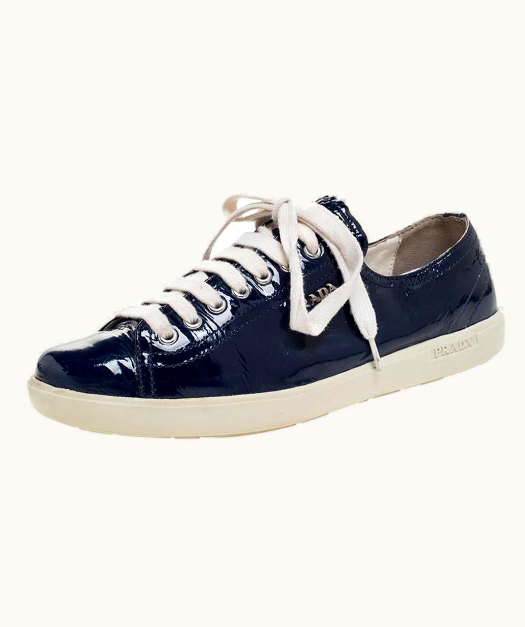Prada Prada Sport Blue Patent Lace Up Sneakers