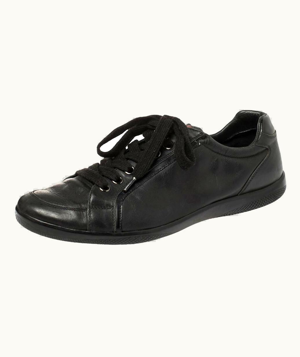 Prada Prada Sports Black Leather Low Top Sneakers