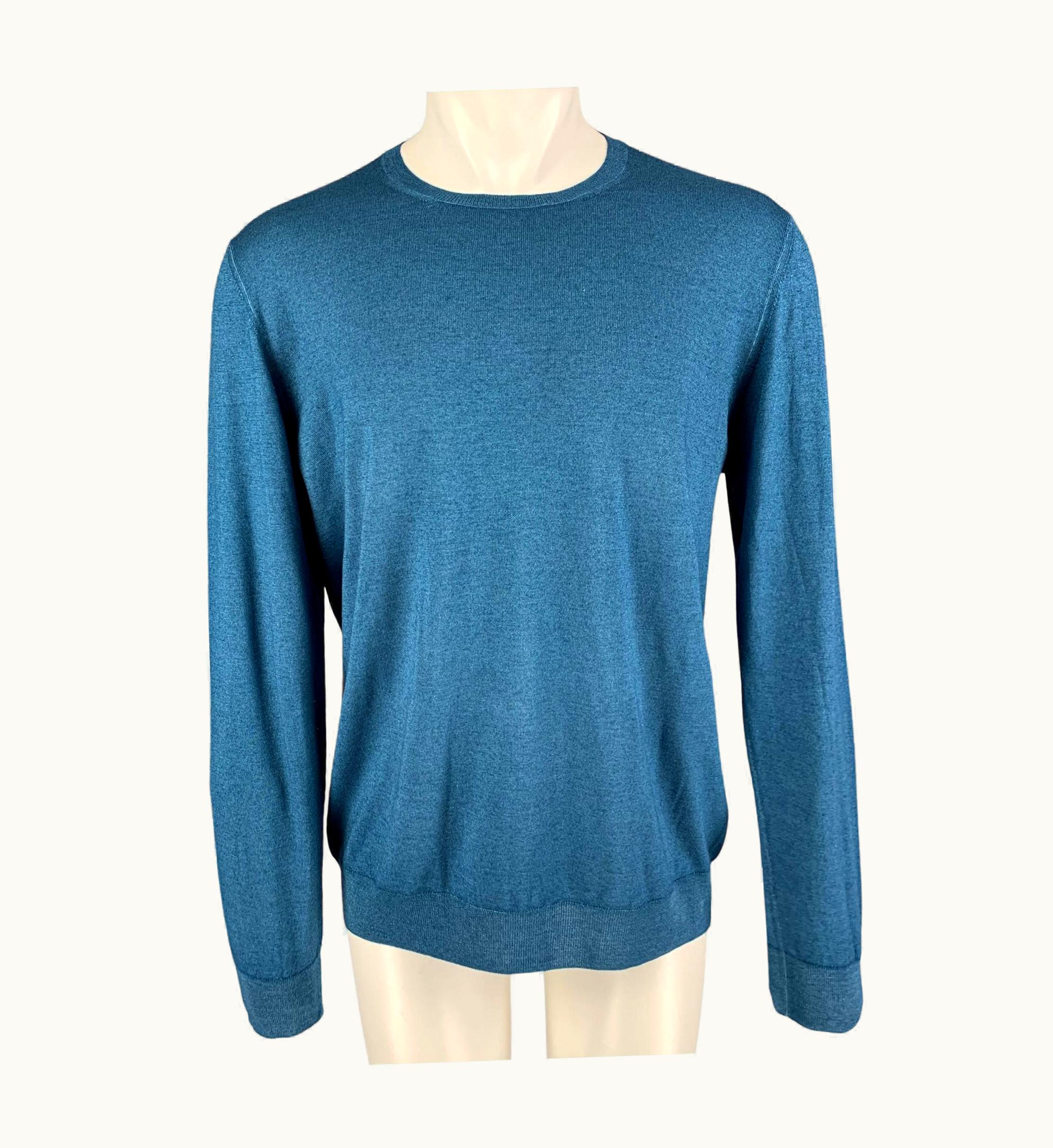 Prada Prada Blue Wool Silk Crew-Neck Pullover