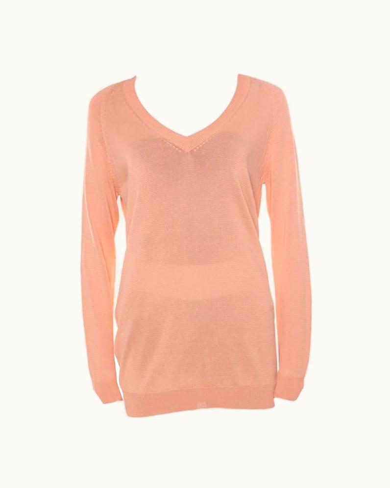 Prada Prada Pastel Orange Knitted V-Neck Loose Pullover