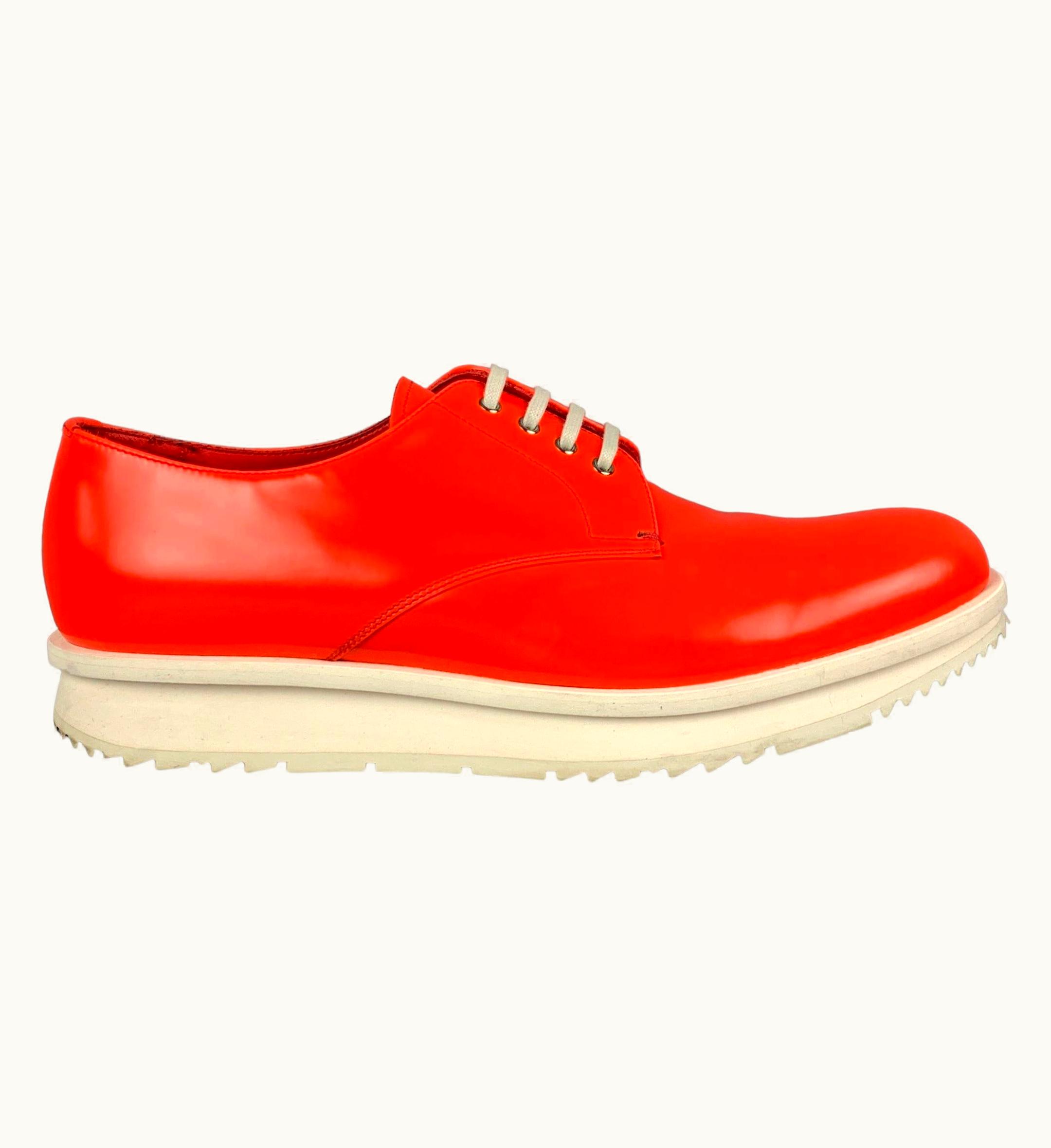 Prada Prada Orange White Leather Lace Up Shoes