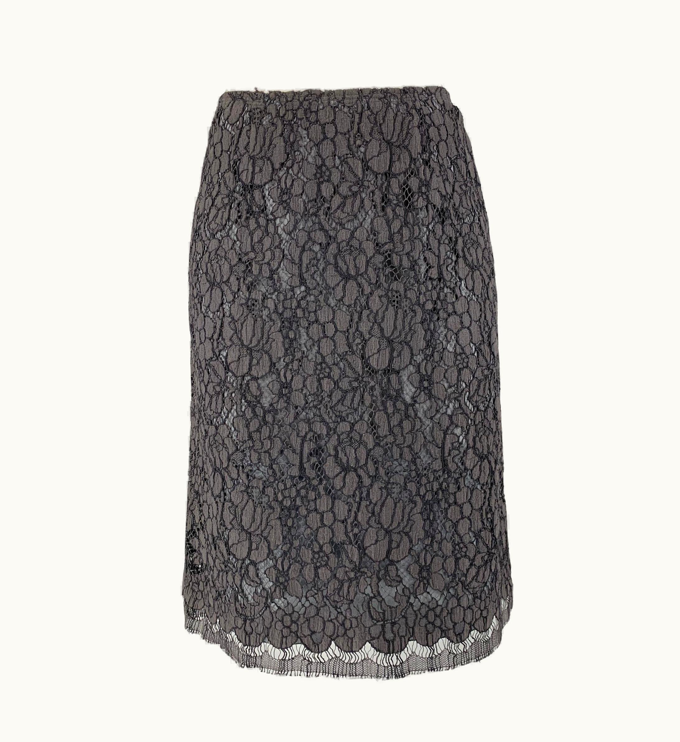 Prada Prada Black Slate Cotton Blend Pencil Skirt