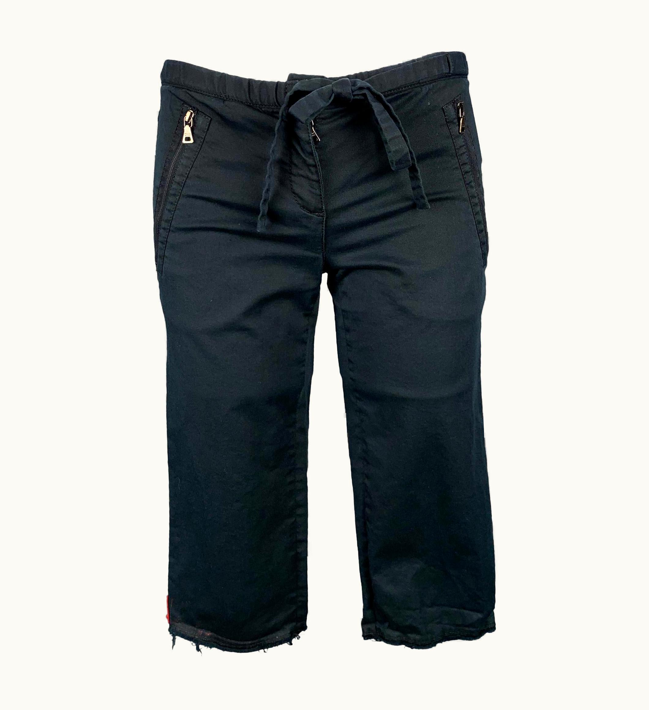 Prada Prada Black Cotton Blend Raw Edge Shorts