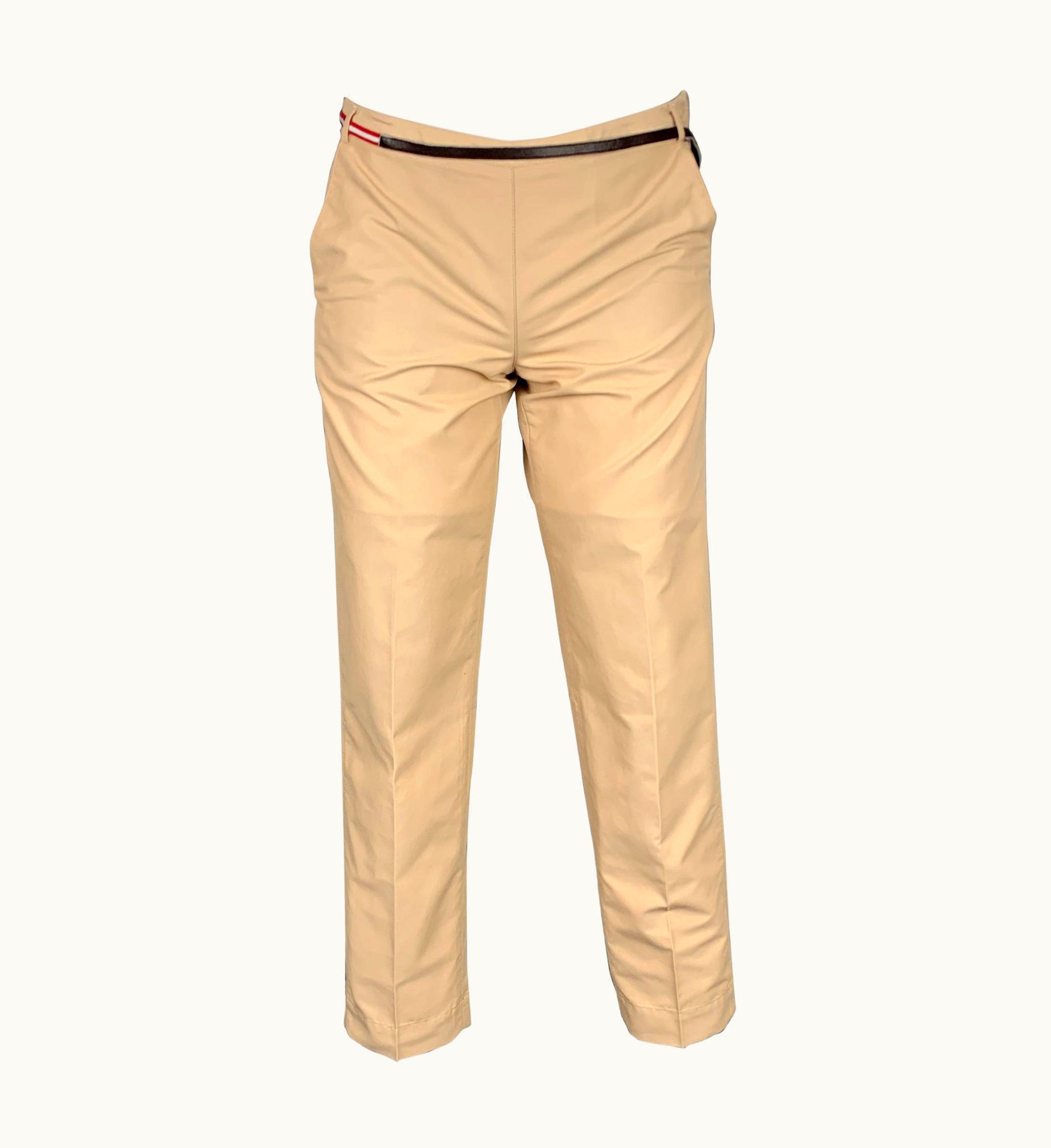 Prada Prada Beige Cotton S/S Nylon Belted Dress Pants