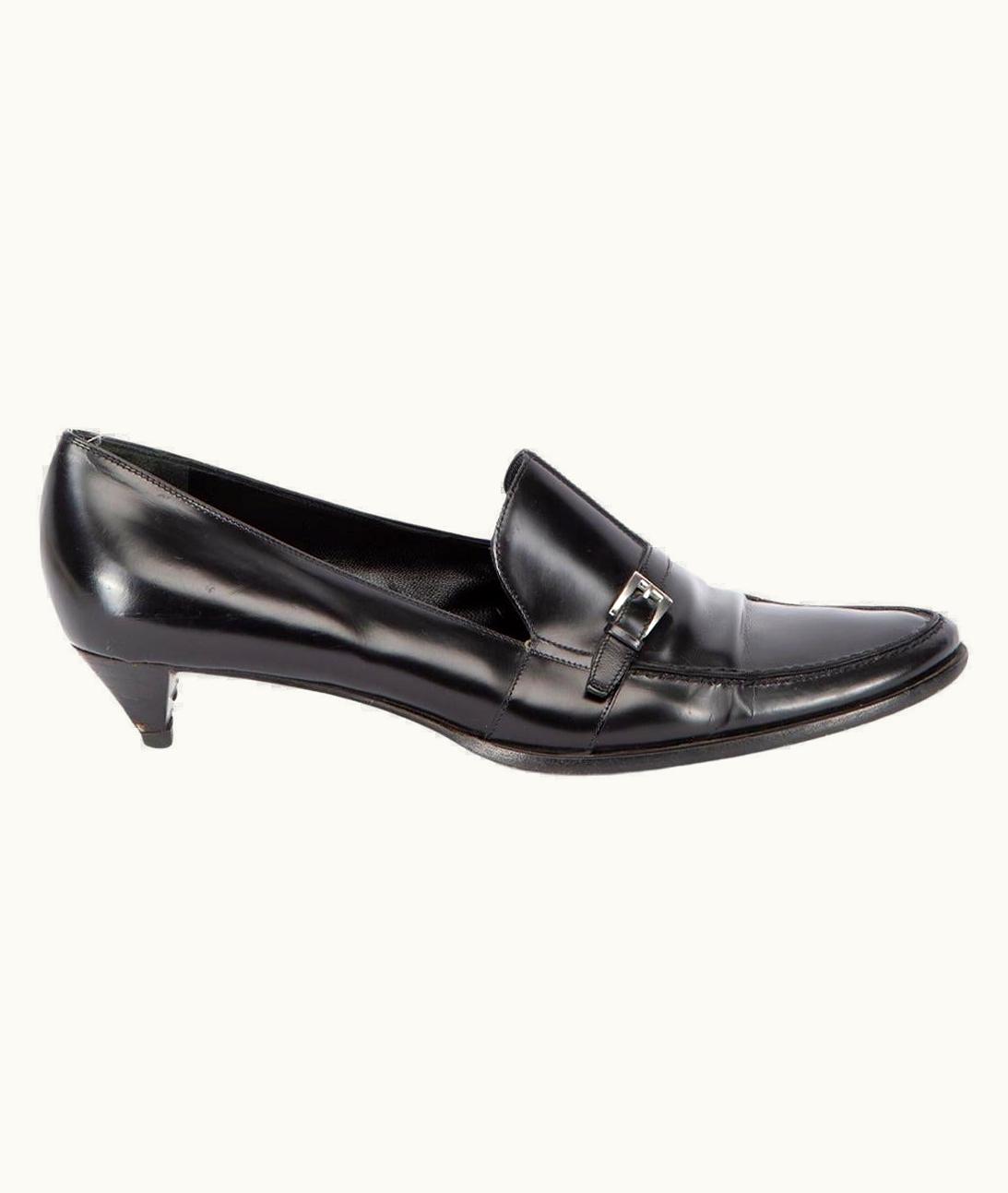 Prada Prada Women' Black Leather Kitten Heels Loafers UZ0616604