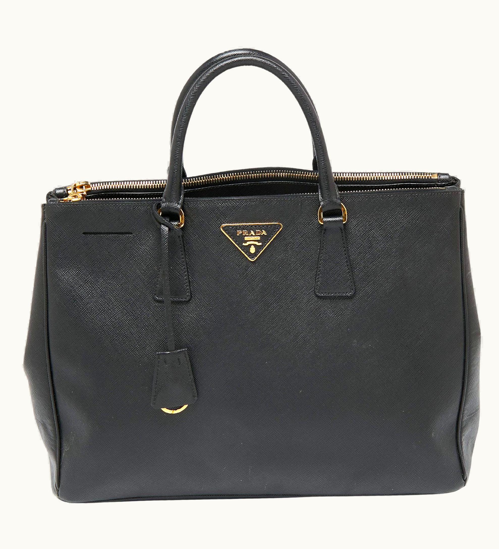 Prada Prada Black Saffiano Leather Large Galleria Double Zip Tote UZ0616609