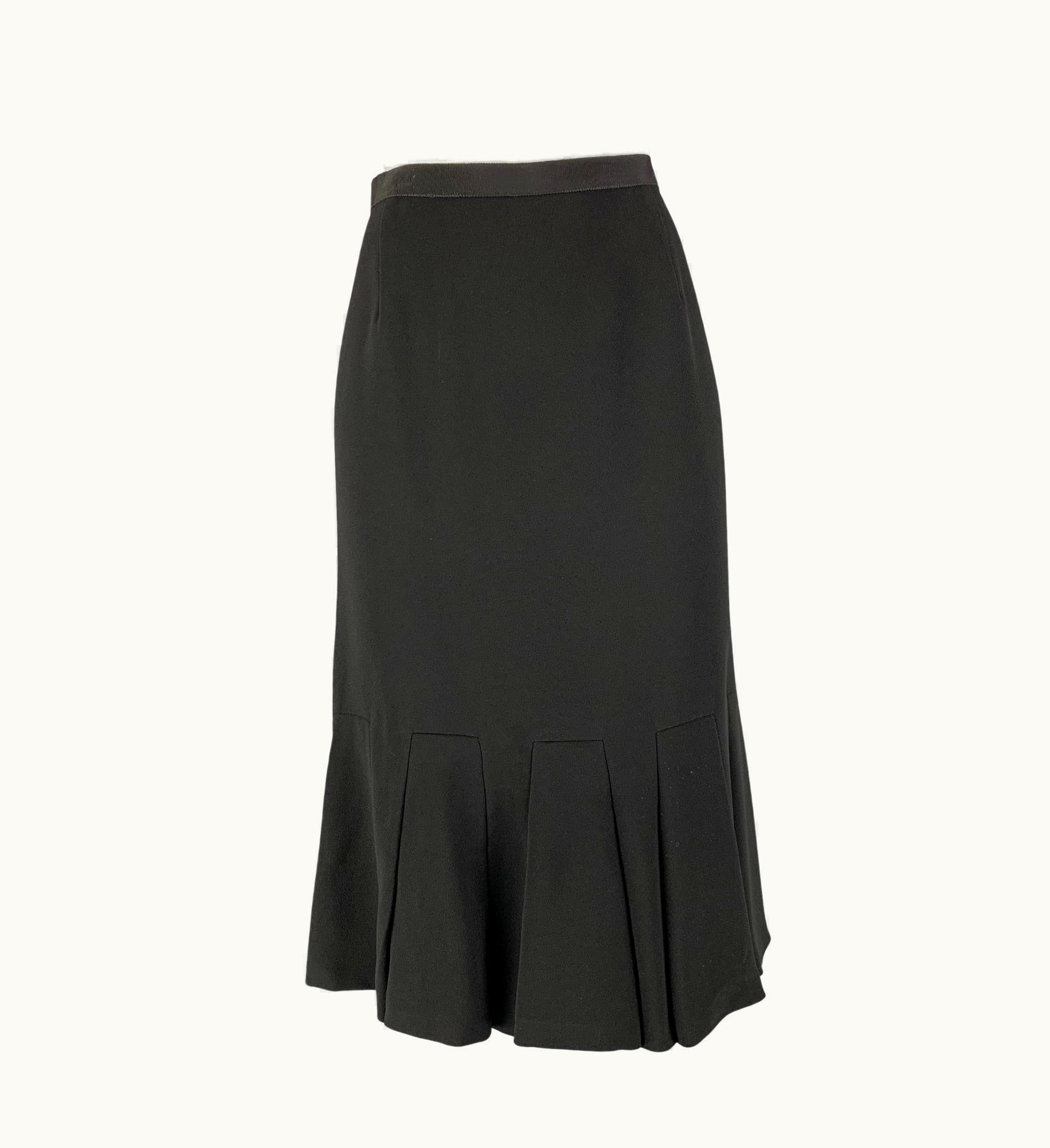 Prada Prada Black Viscose & Acetate Pleated Tulip Skirt