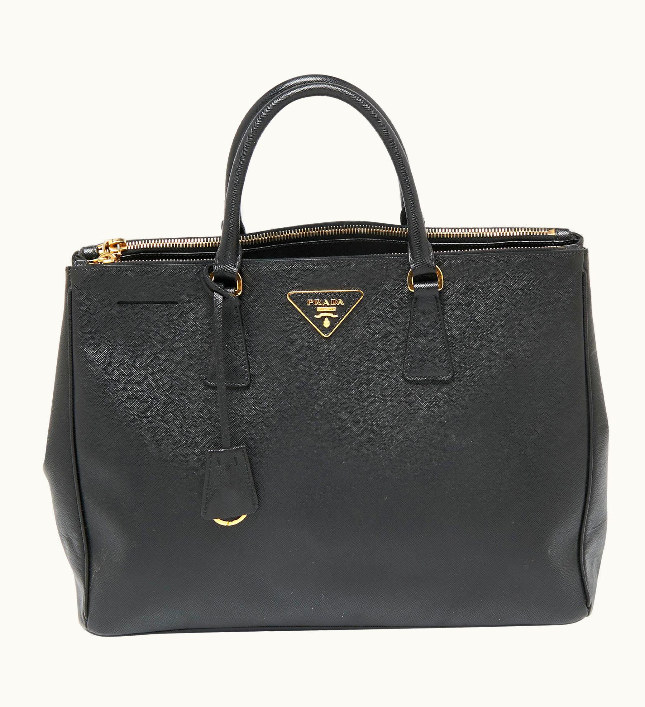 Prada Prada Black Saffiano Leather Large Galleria Double Zip Tote UZ0616615