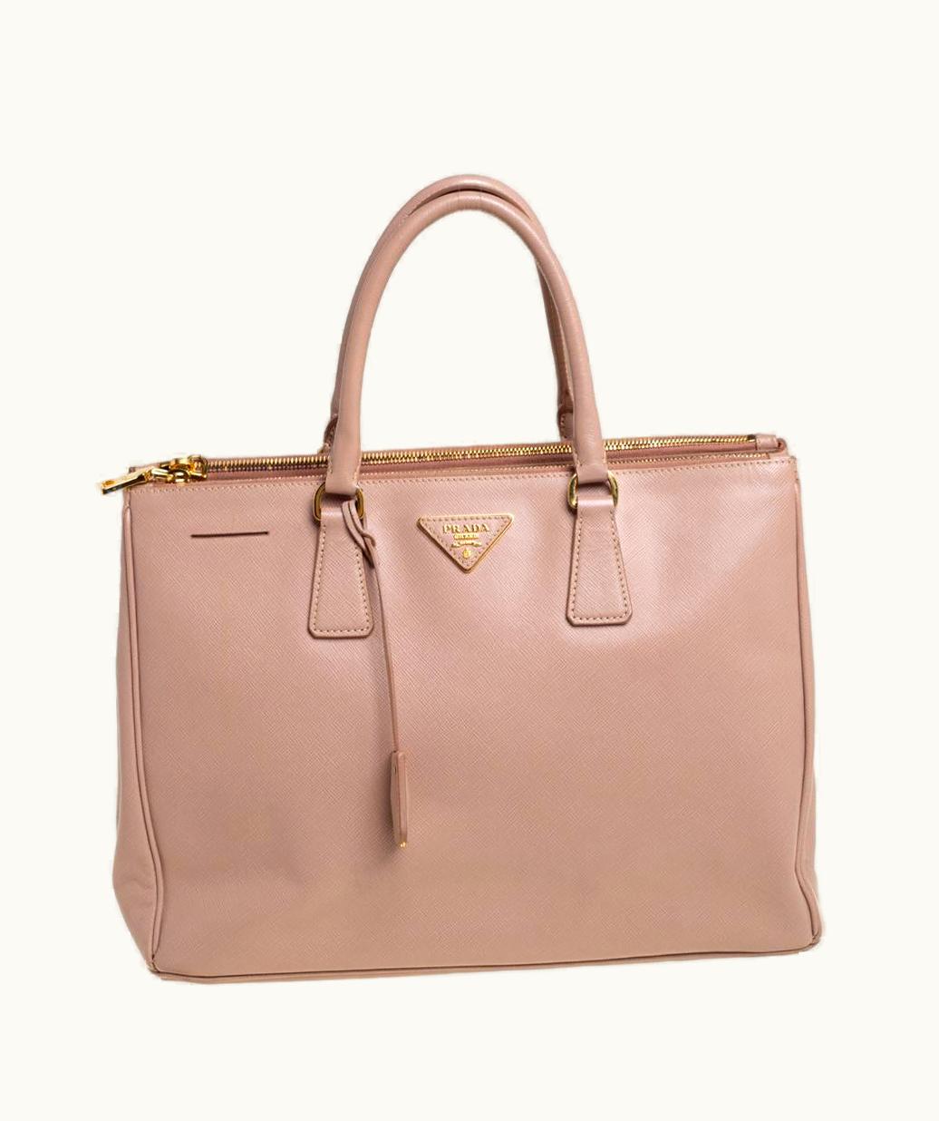 Prada Prada Beige Saffiano Leather Medium Galleria Double Zip Tote