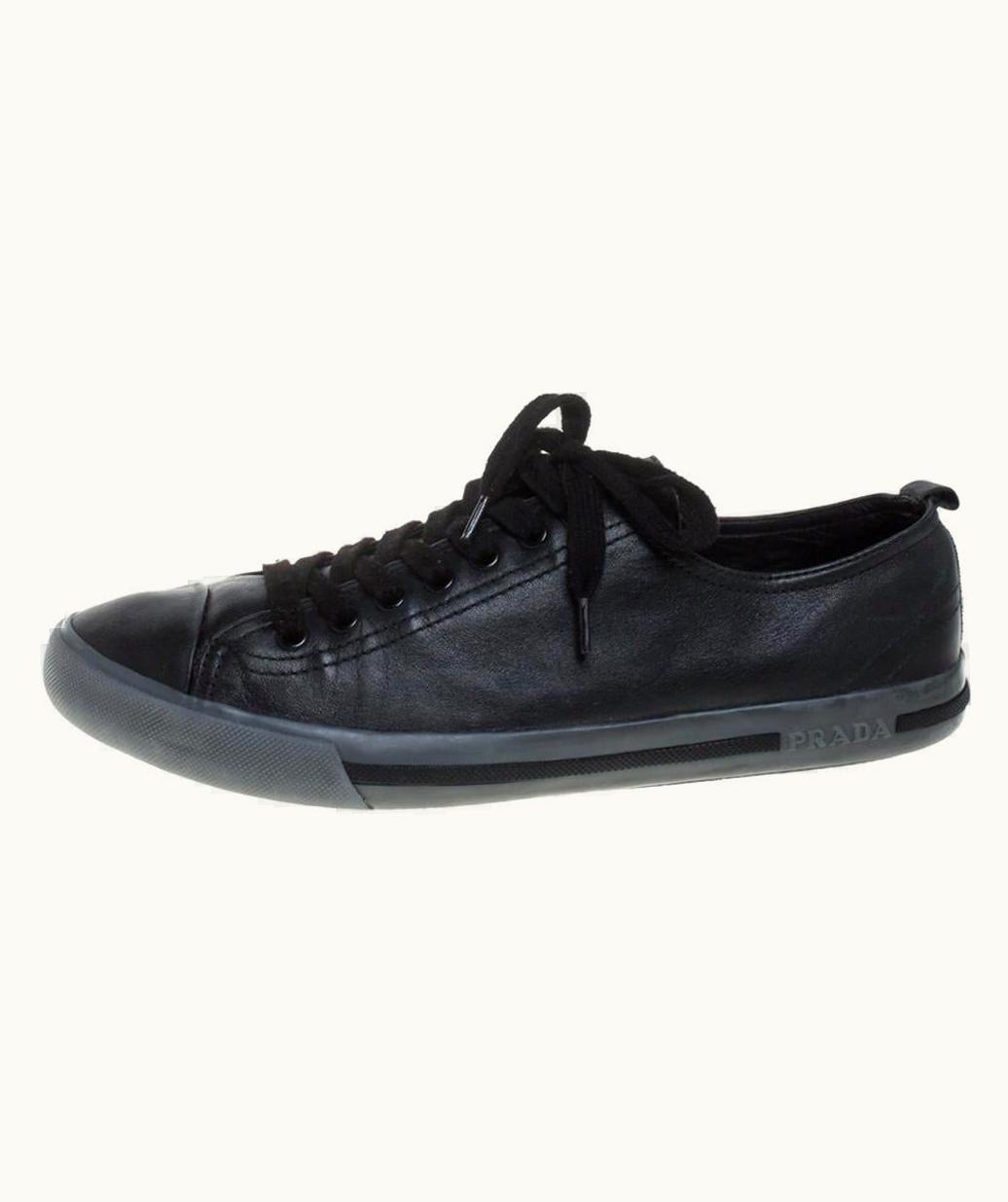 Prada Prada Sports Black Leather Lace Up Sneakers