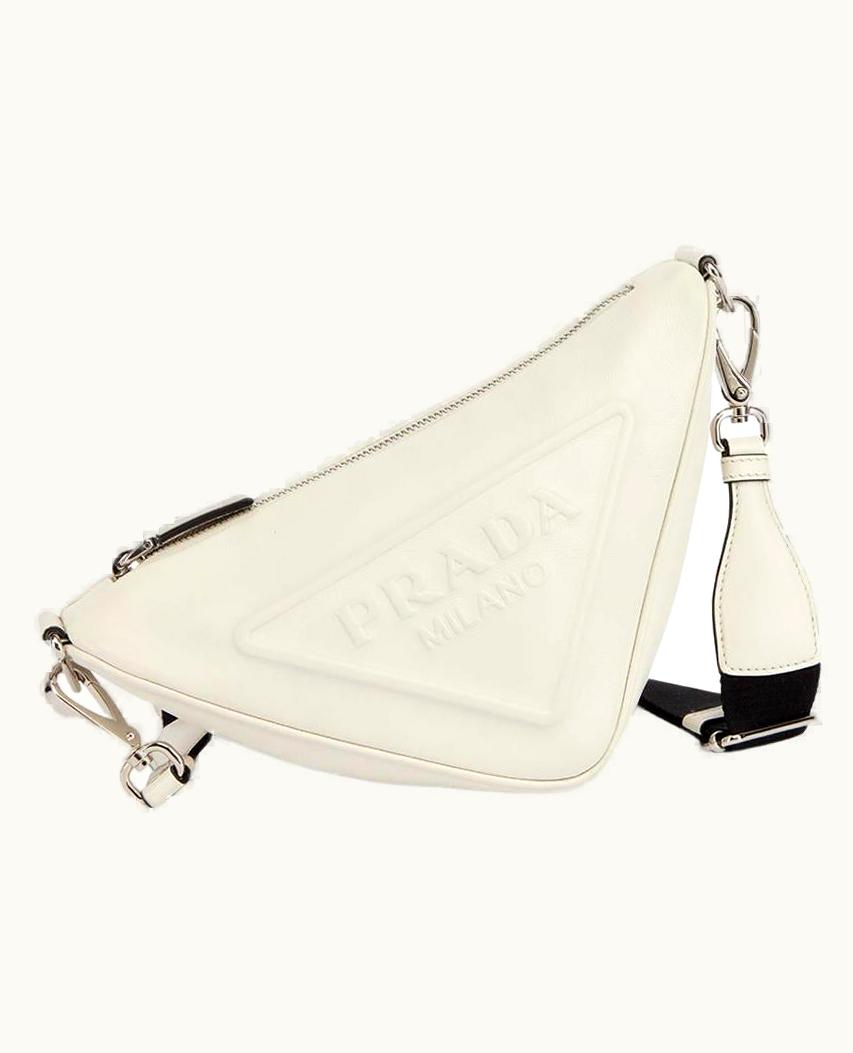 Prada Prada Women' White Leather Triangle Shoulder Bag