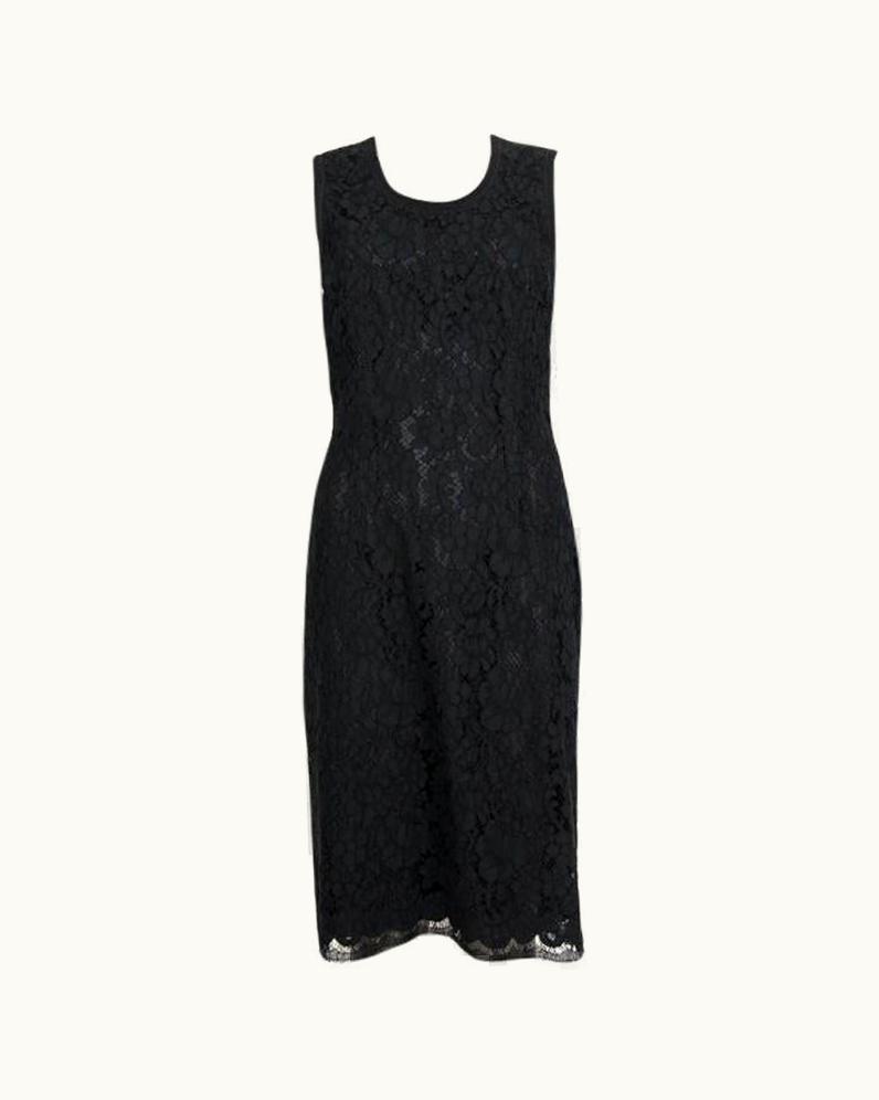 Prada Prada Black Cotton Lace Sleeveless Sheath Cocktail Dress