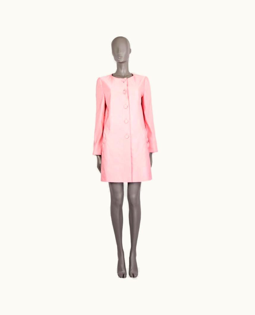 Prada Prada Pink Wool & Silk Collarless Coat Jacket
