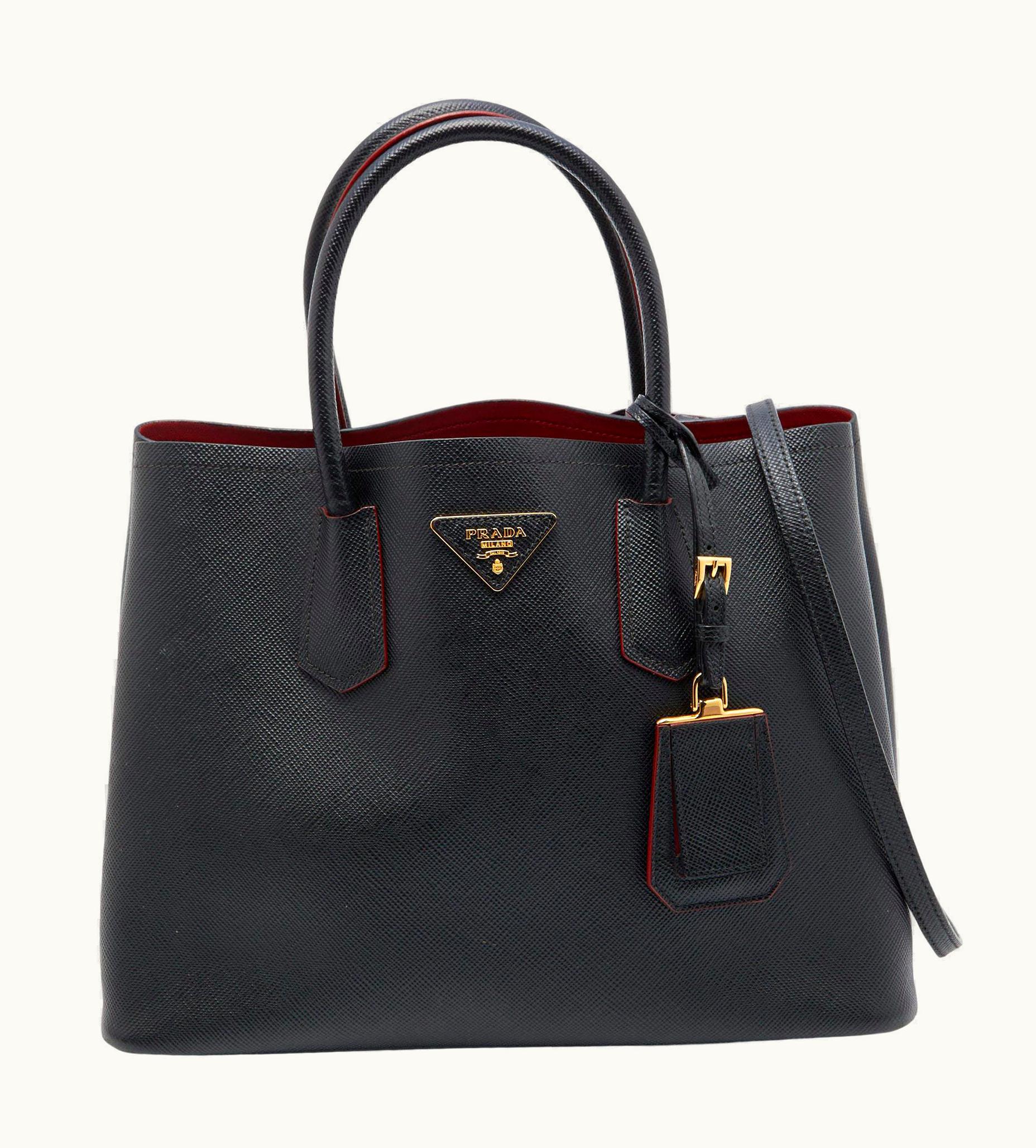 Prada Prada Black Saffiano Cuir Leather Medium Double Handle Tote UZ0616642