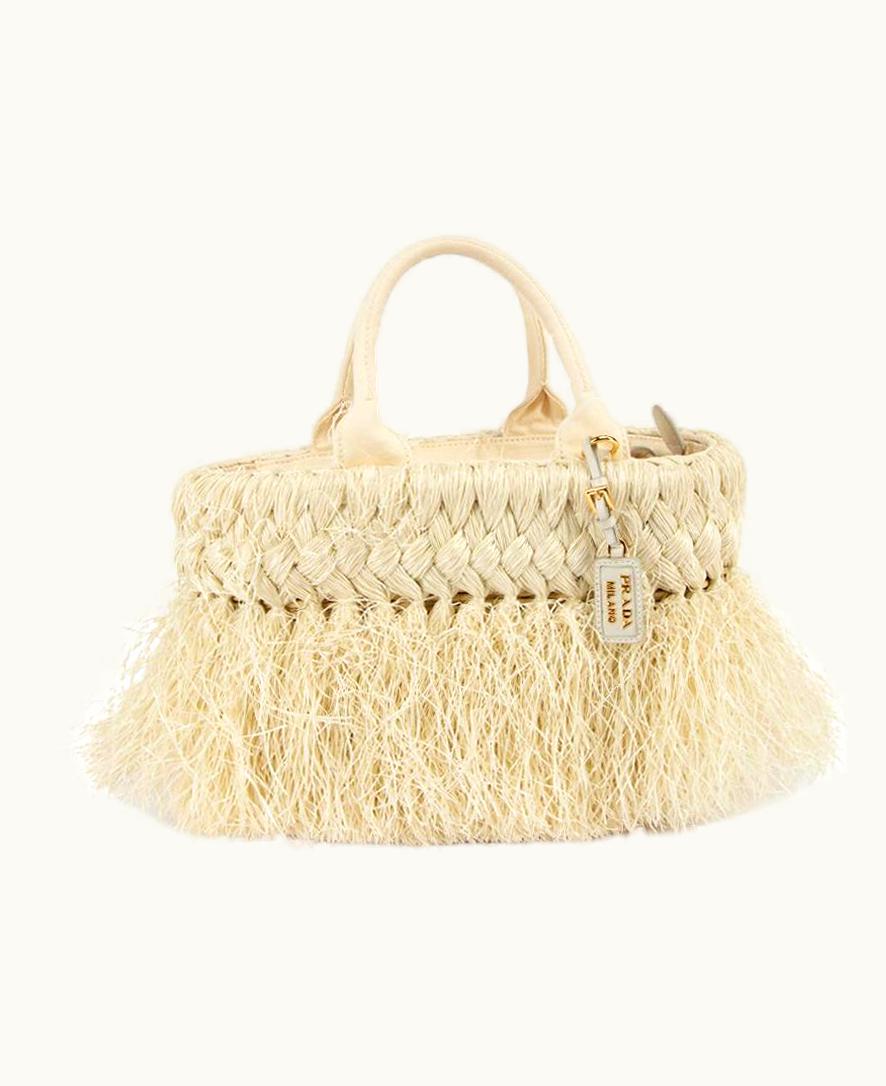 Prada Prada Women' Vintage Wicker Fringe Basket Bag