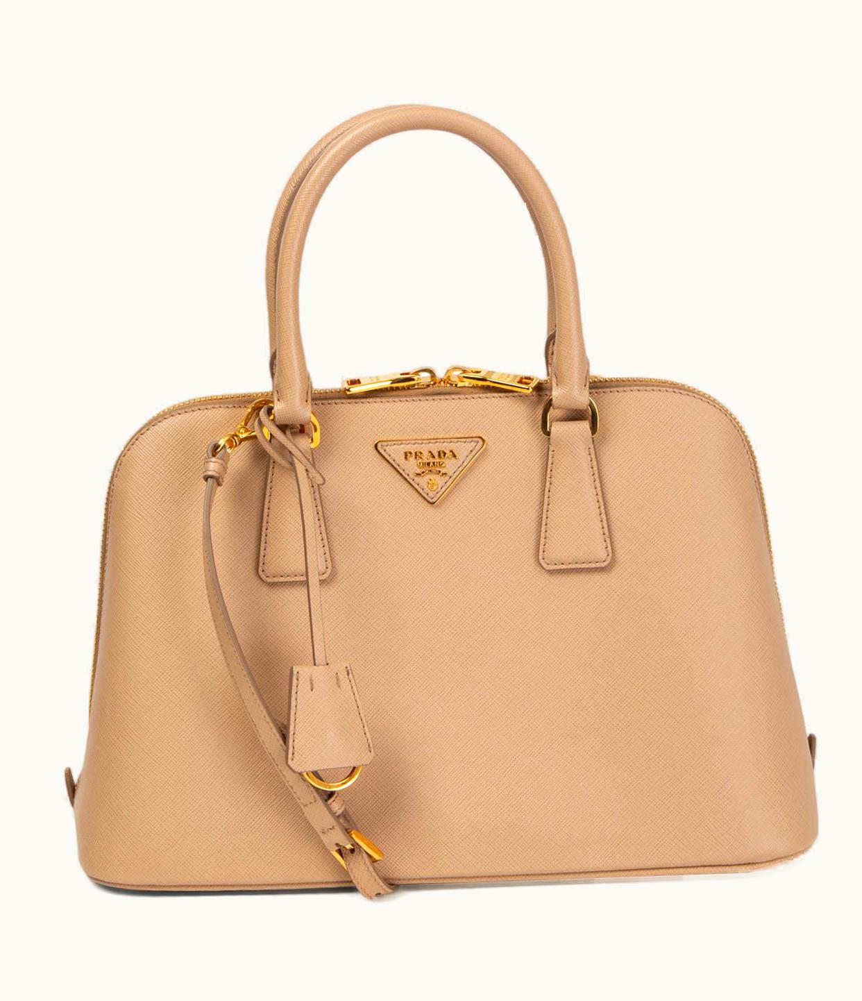 Prada Prada Sabbia Beige Saffiano Lux Leather Promenade Shoulder Bag