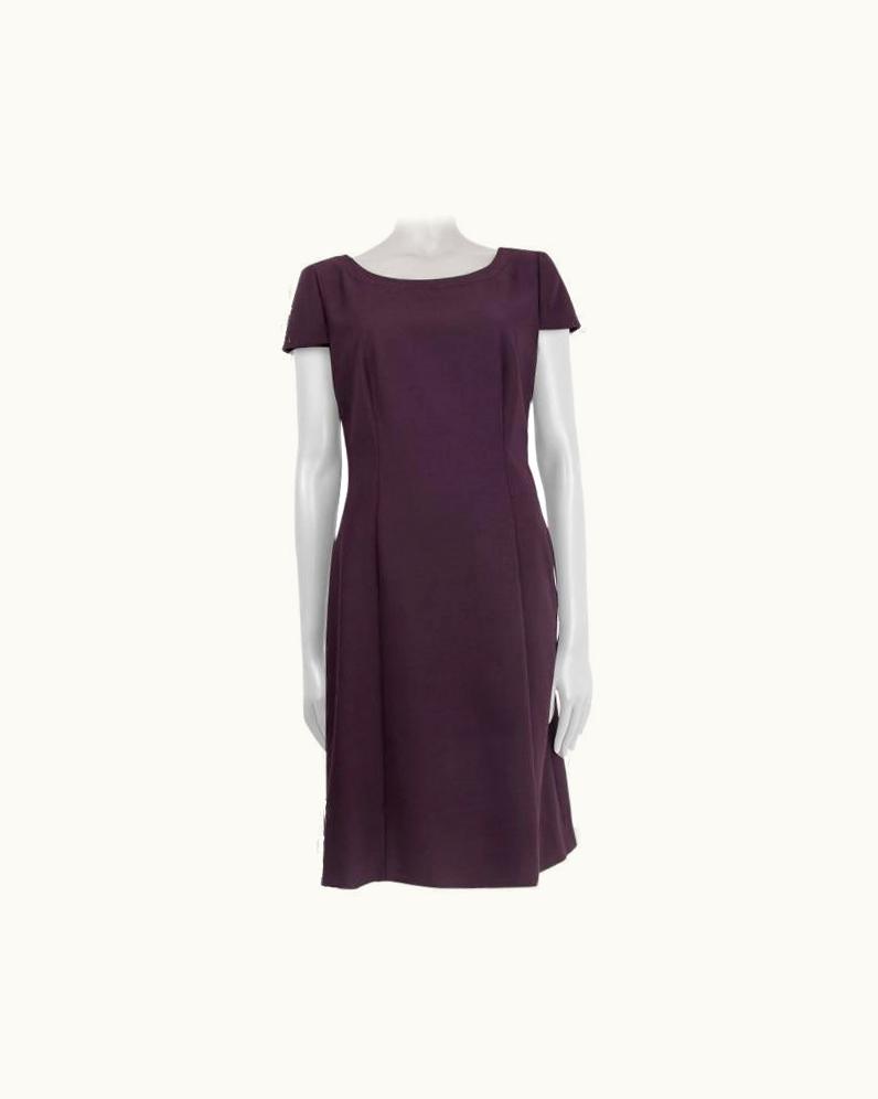 Prada Prada Eggplant Purple Wool Short Sleeve Sheath Dress