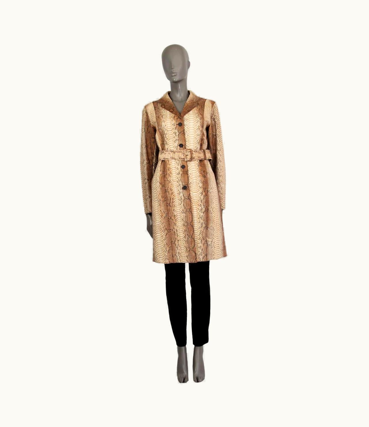 Prada Prada Cream & Brown Python Trench Coat Jacket