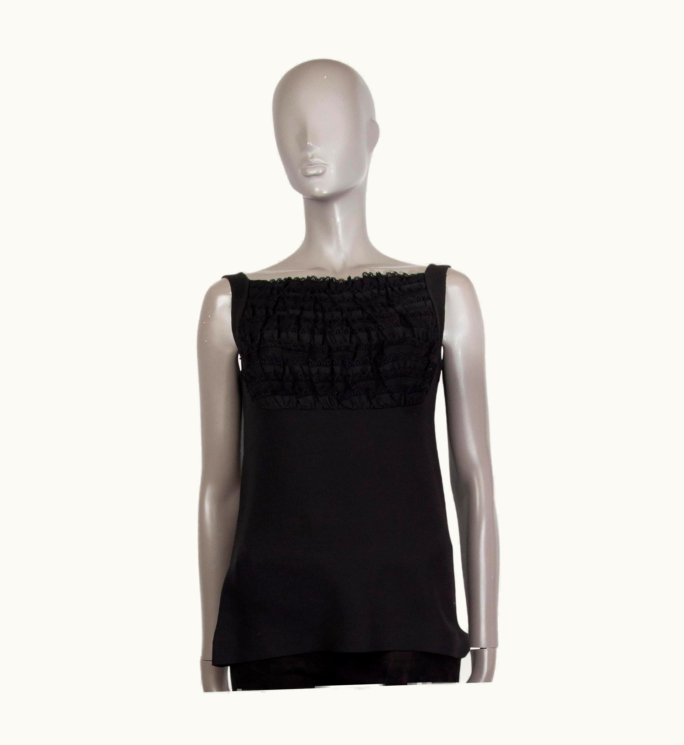 Prada Prada Black Silk Ruched Tank Top Shirt