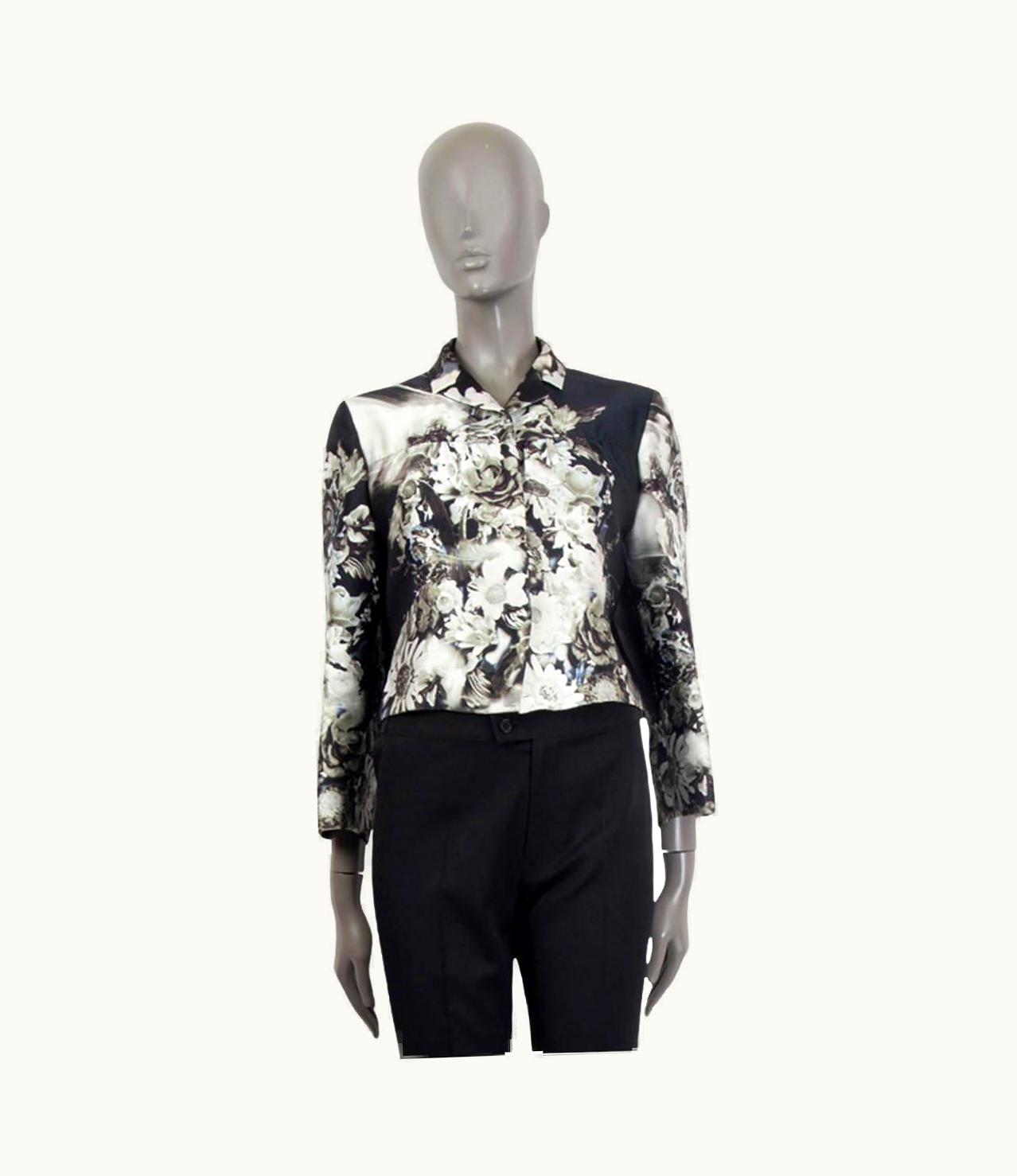 Prada Prada Black & White Silk Floral Cropped Jacket