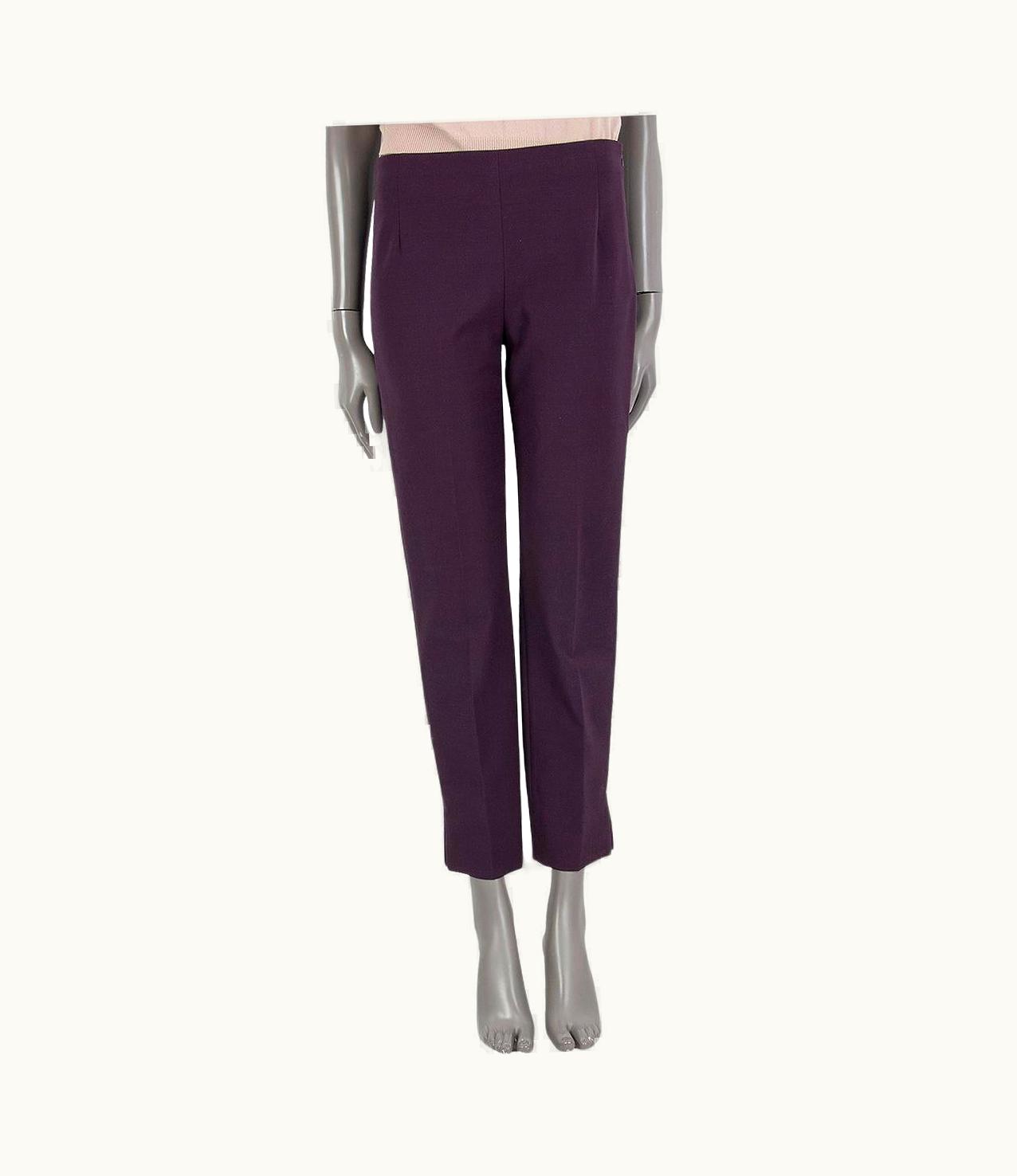 Prada Prada Eggplant Purple Wool Blend Tapered Pants