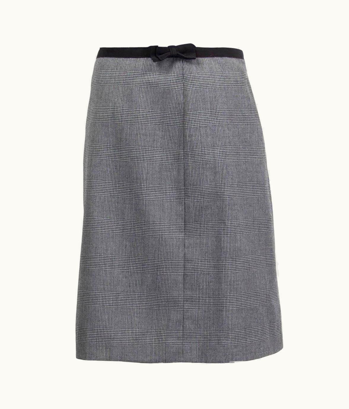 Prada Prada Grey Black Wool Houndstooth Plaid Skirt