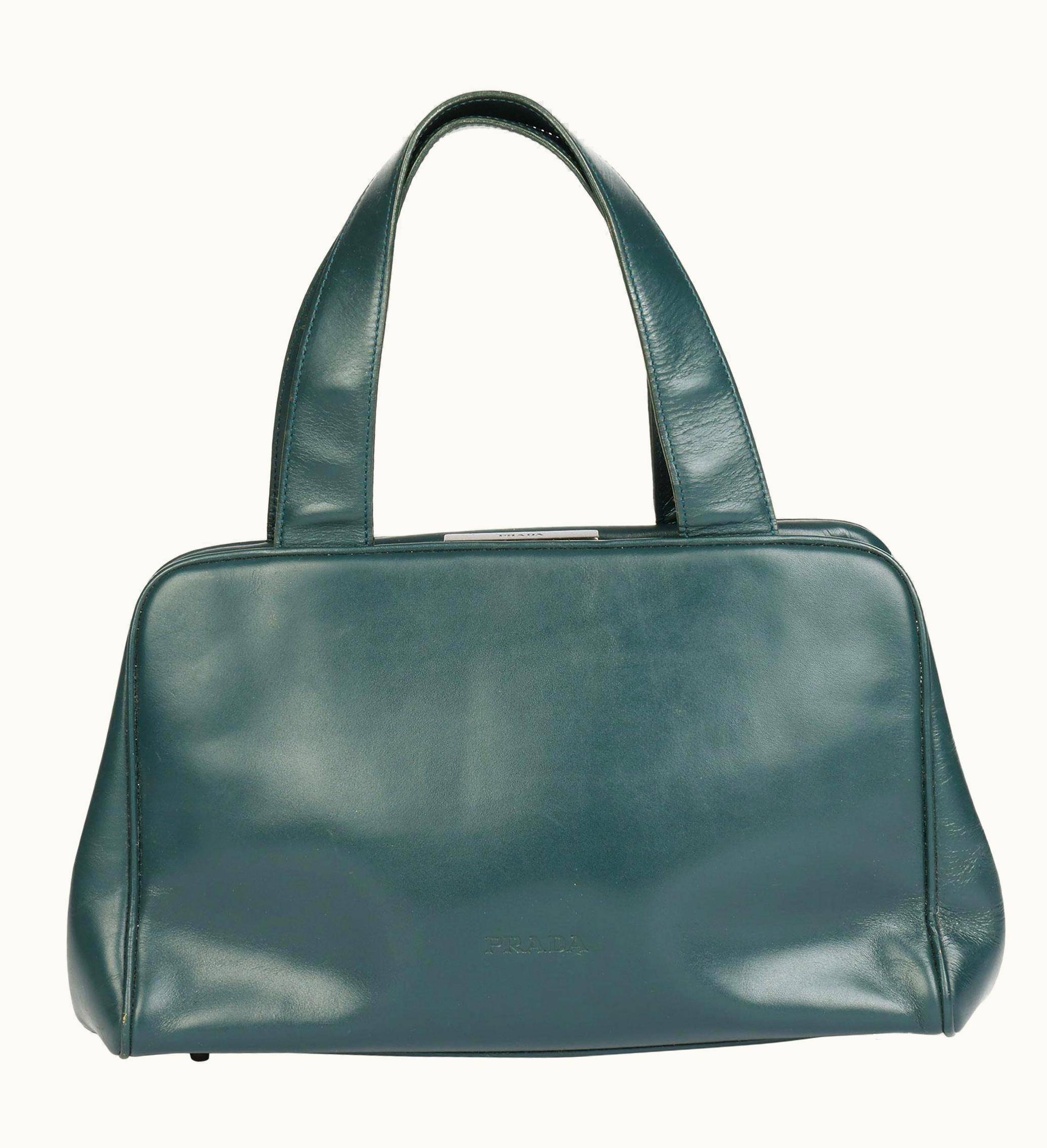 Prada Prada Forest Green Calfskin Leather Vintage Frame Bag