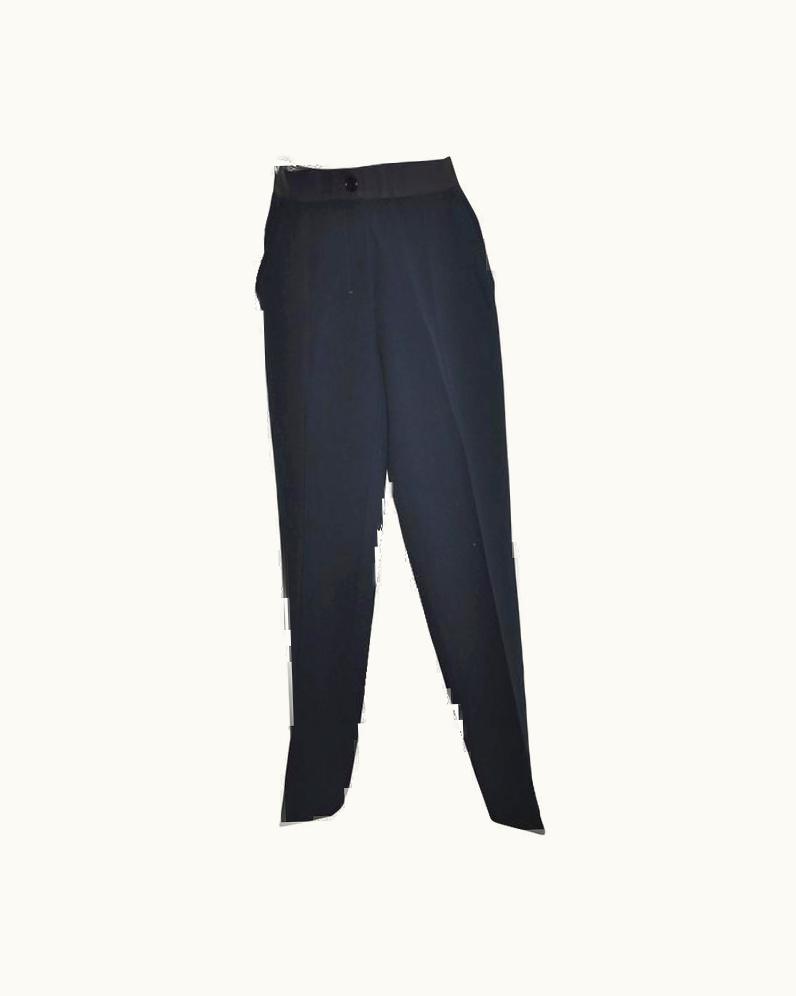Prada Prada Navy Medium-Weight Silk With Ribbon Waistband Trousers