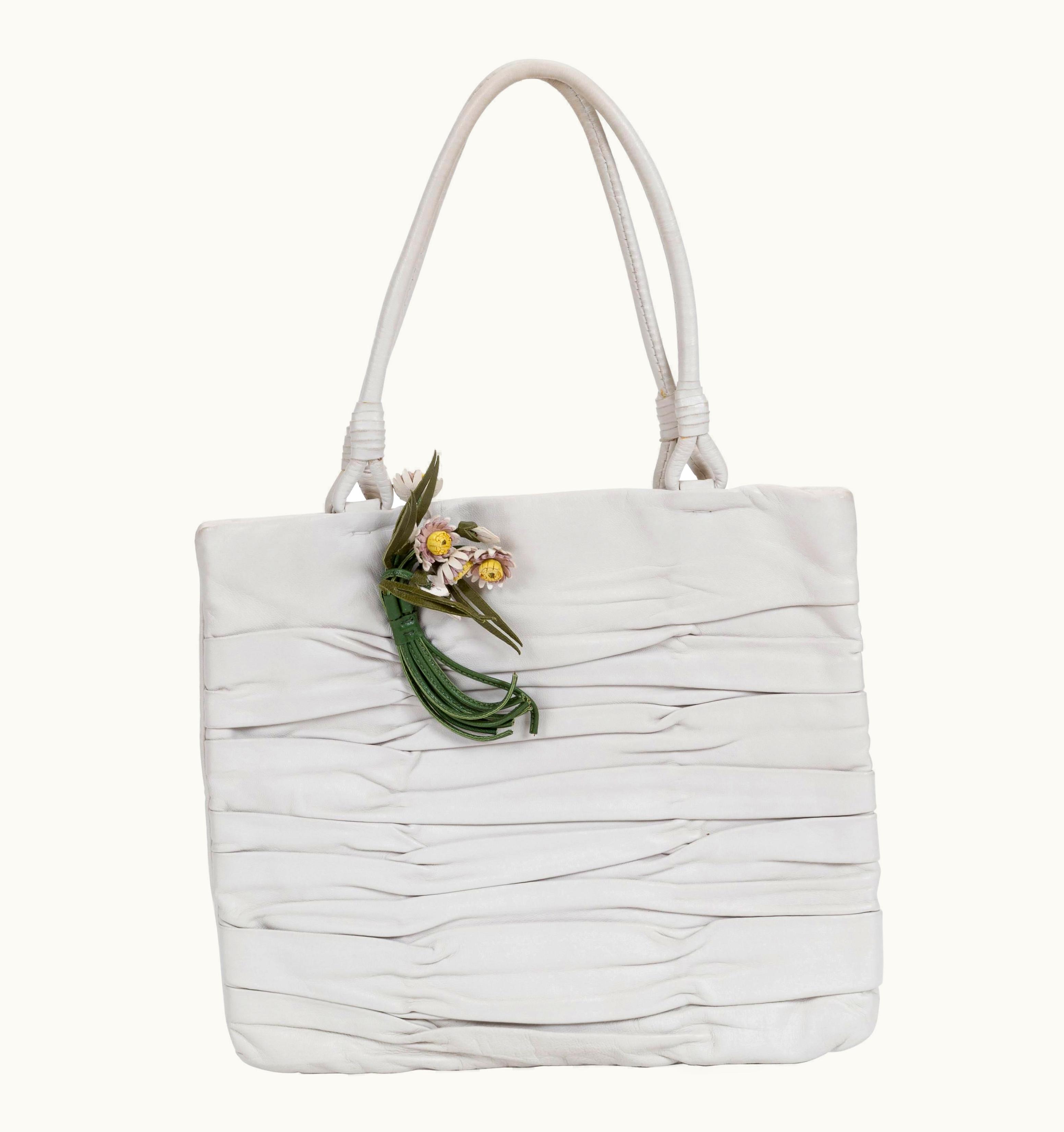Prada 1990' Prada Vintage White Lambskin Handbag