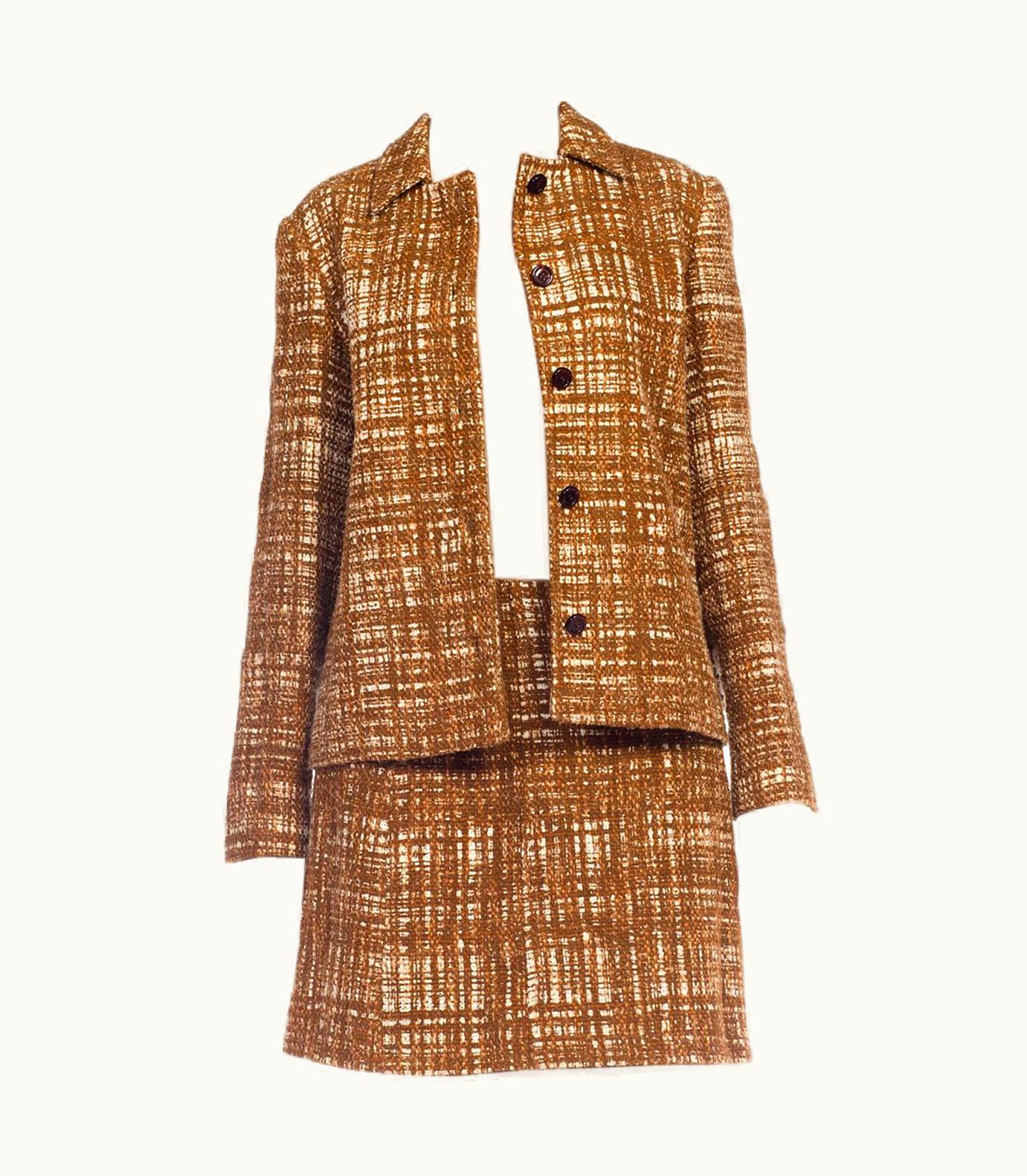 Prada 1996 Prada Sexy Grandma Tweed Mini Skirt Suit 1990s