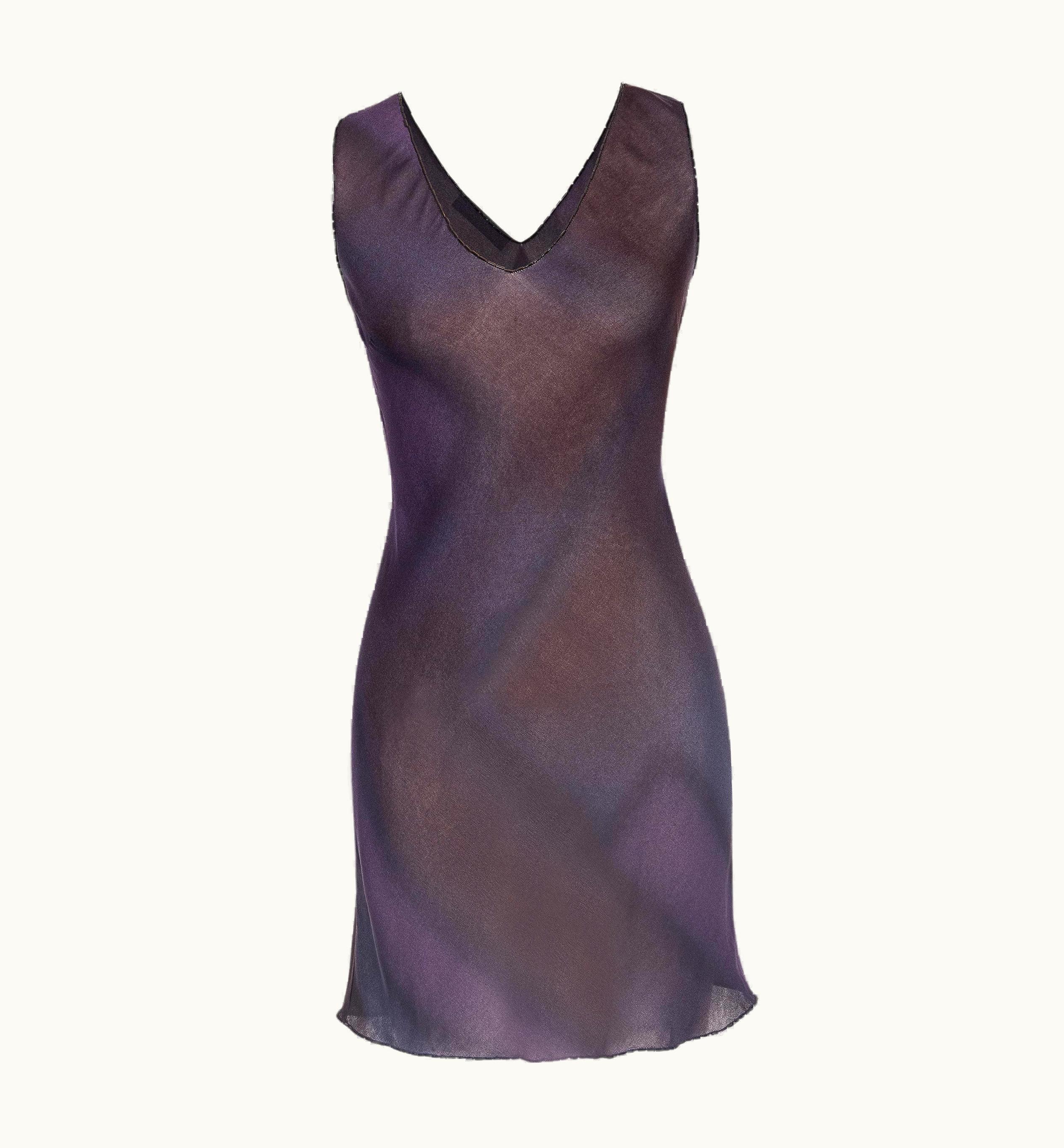 Prada AW 1997 Prada By Miuccia Prada Deep Purple Embellished Slip Dress