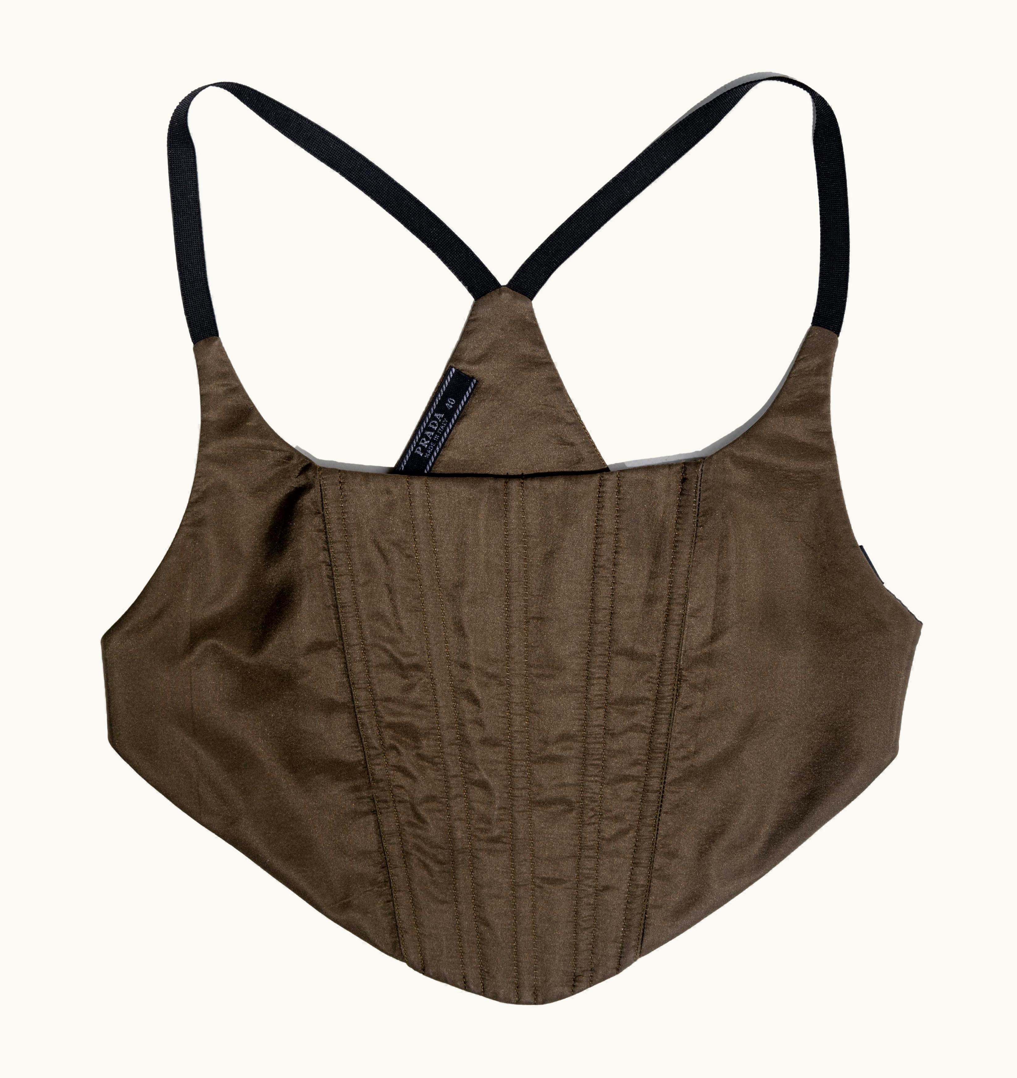Prada Khaki Green Silk Corset Top, AW 1999