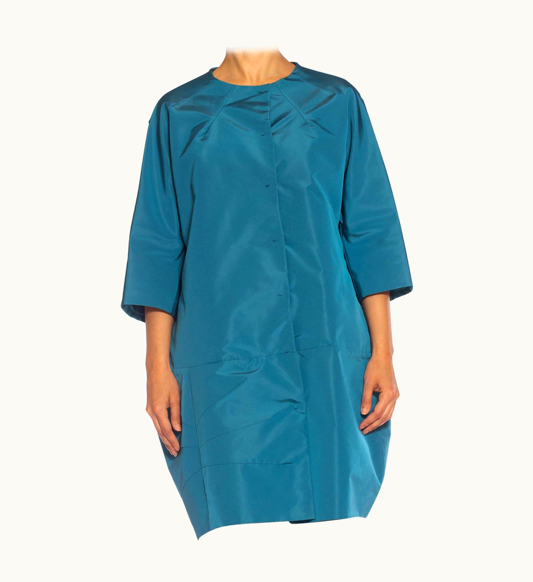 Prada 2000s Prada Teal Silk Faille '60s Balenciaga Style Oversized Lightweight Opera