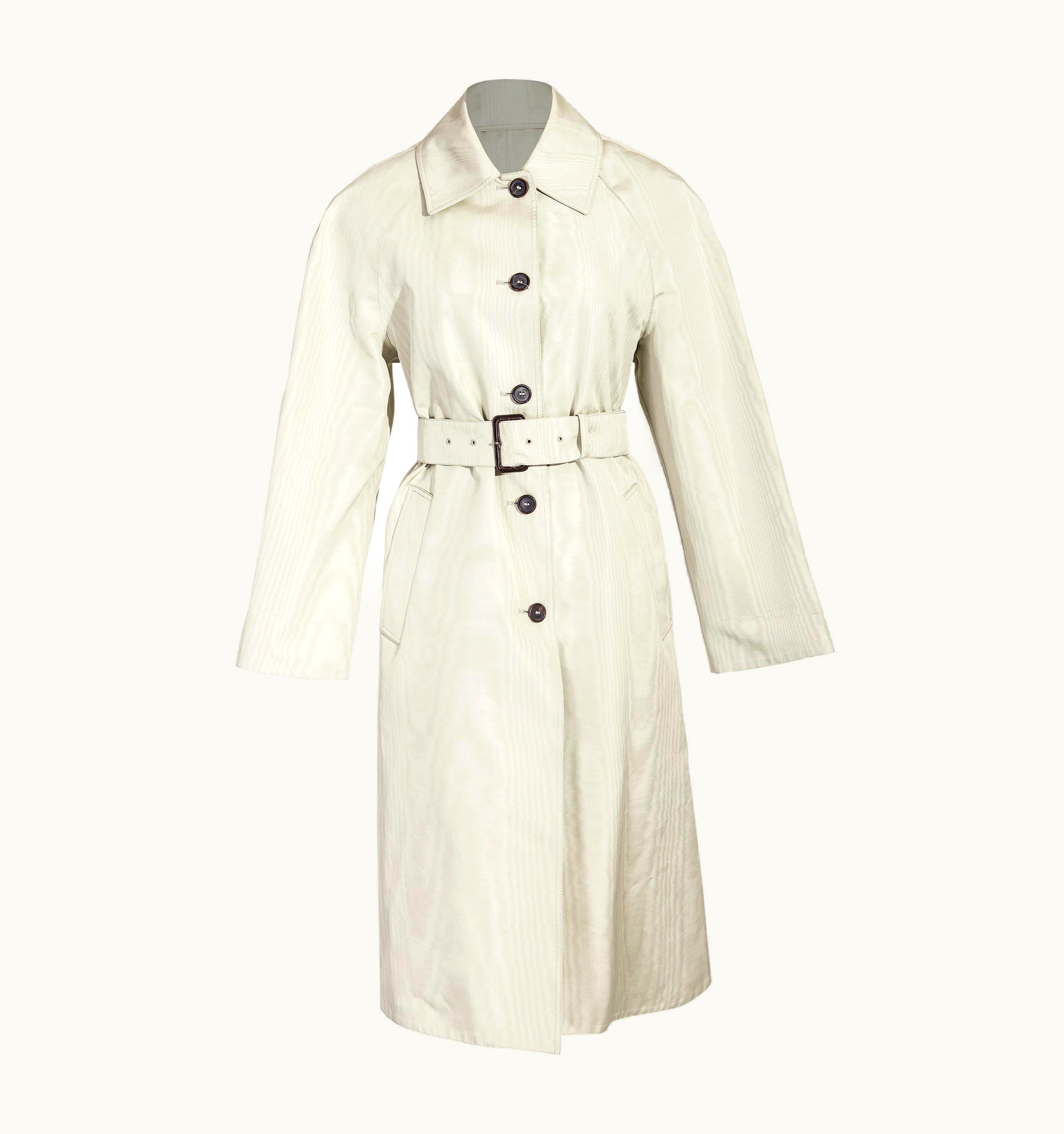 Prada 2000' Prada By Miuccia Prada Moire Light Green Trench Coat