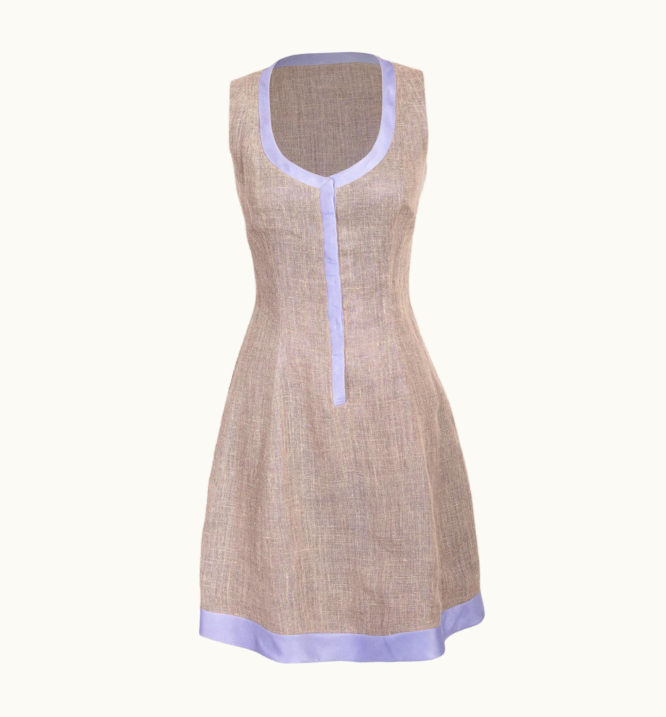 Prada 2000' Prada Canvas Dress With Purple Silk Trim