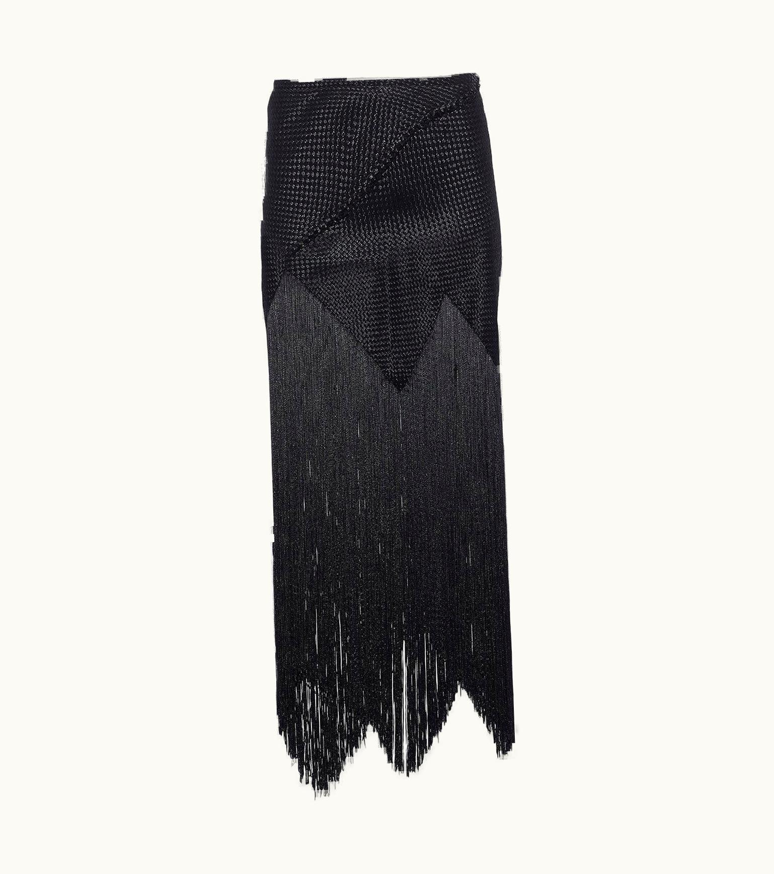 Proenza Schouler Asymmetric Fringed Basketweave Woven Midi Skirt