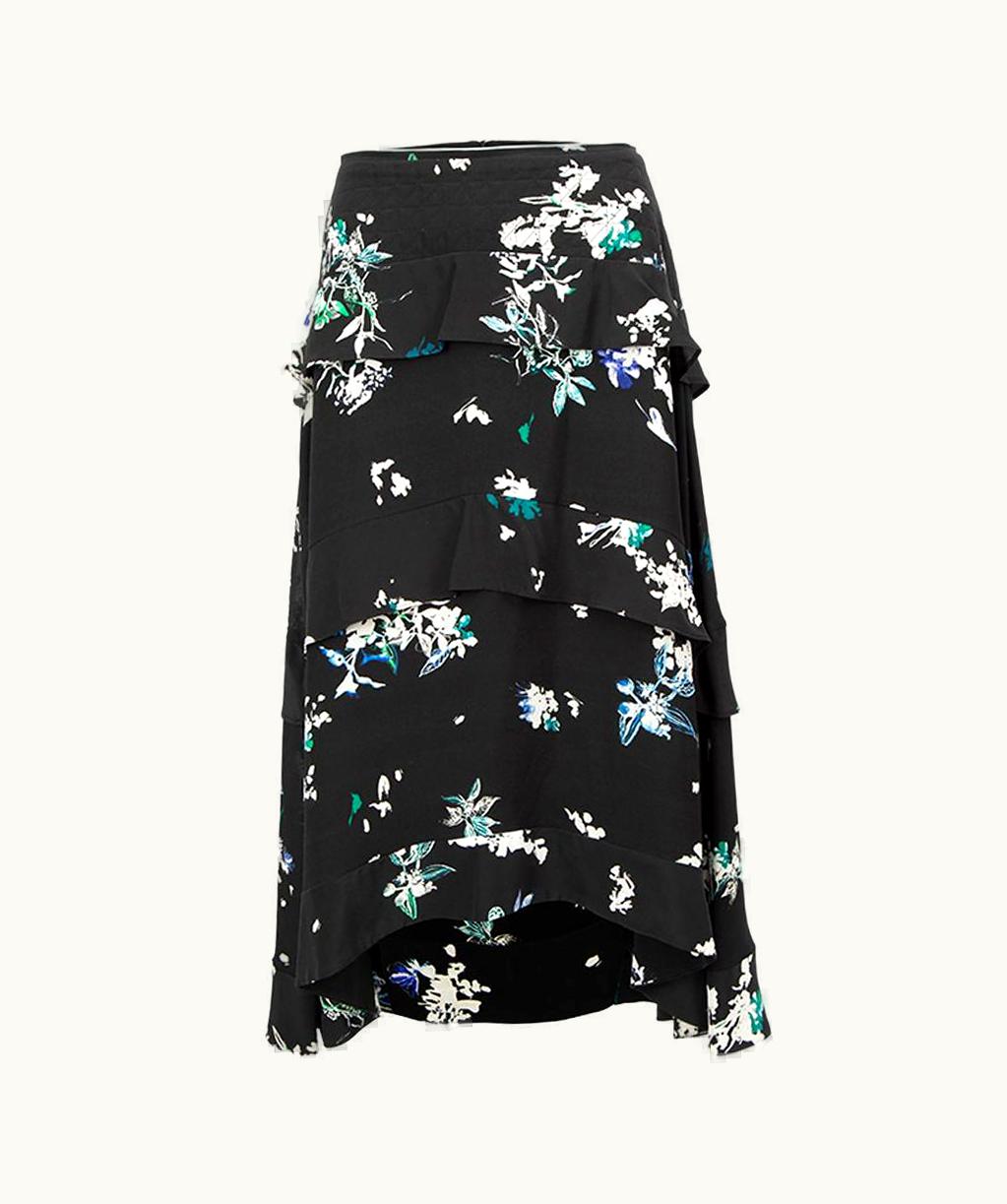 Proenza Schouler Women' Black Floral Layered Midi Skirt