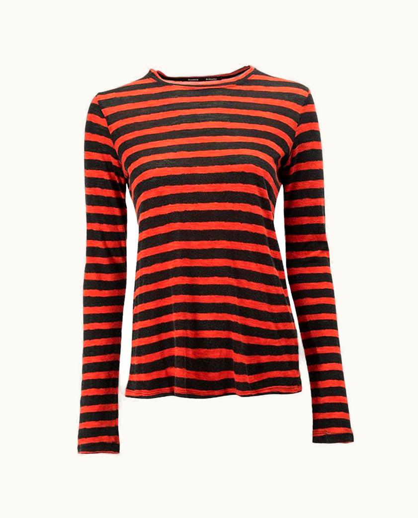 Proenza Schouler Women' Red & Black Striped Print Top