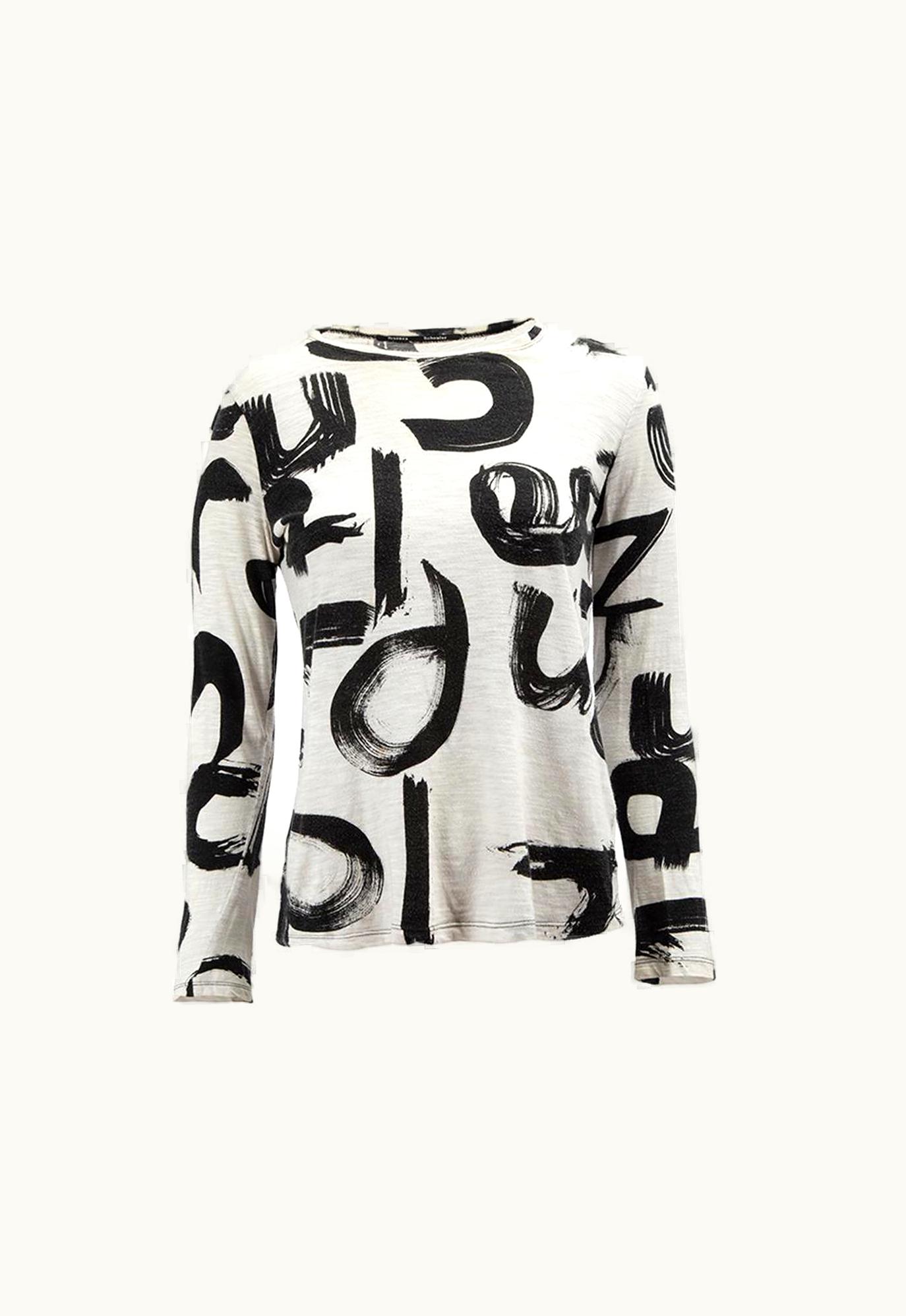Proenza Schouler Women' Black & Cream Graffiti Patterned Top
