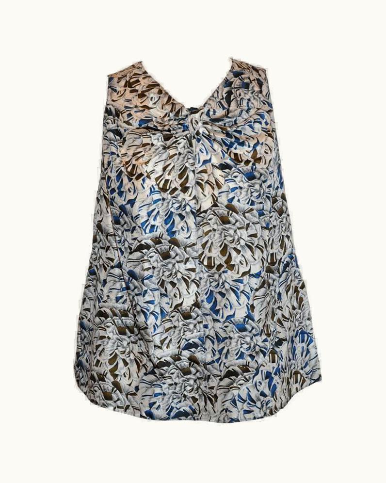 Proenza Schouler Multi-Color Floral Print Silk Tank Top