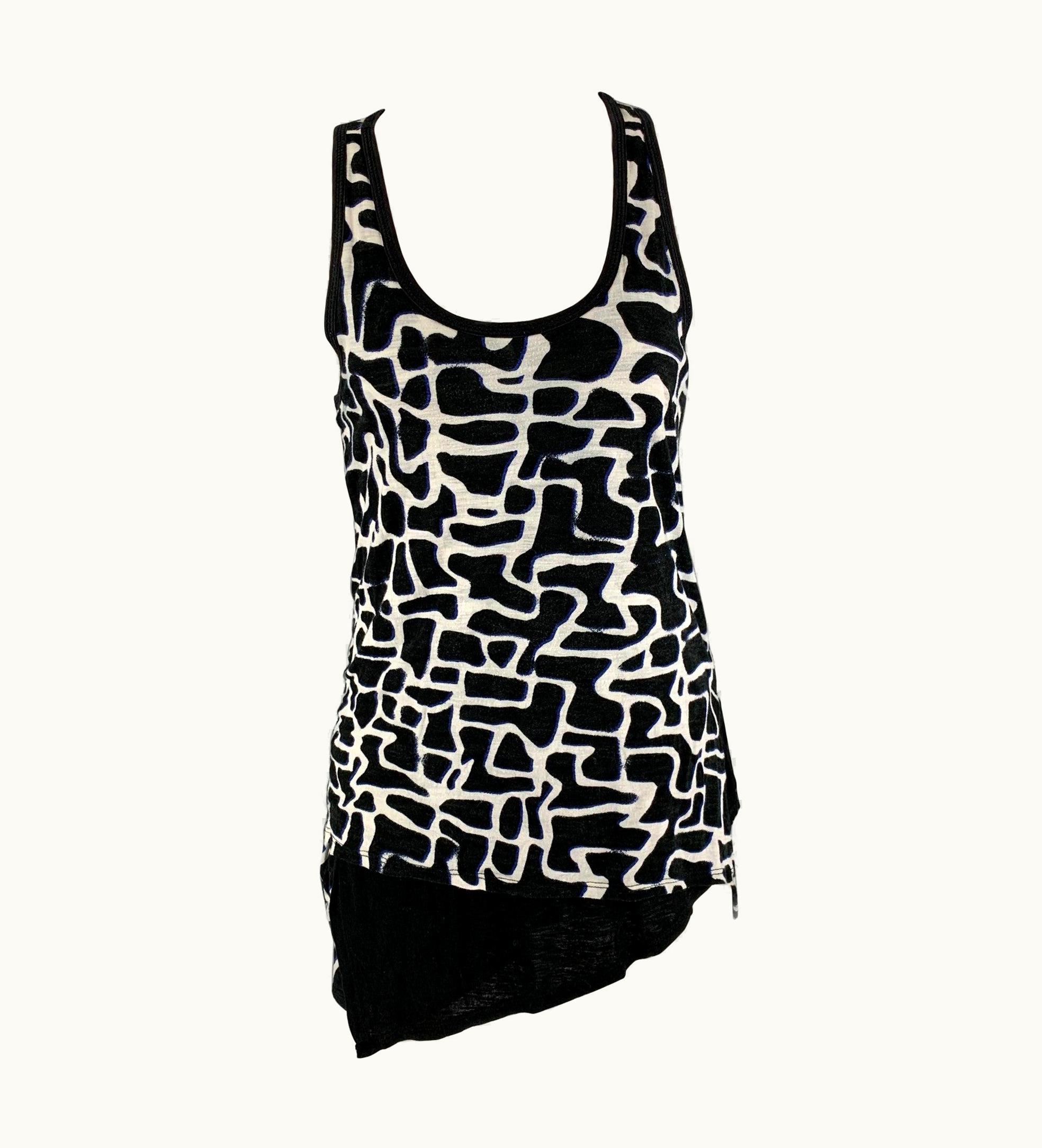 Proenza Schouler Black & White Cotton Abstract T-Shirt