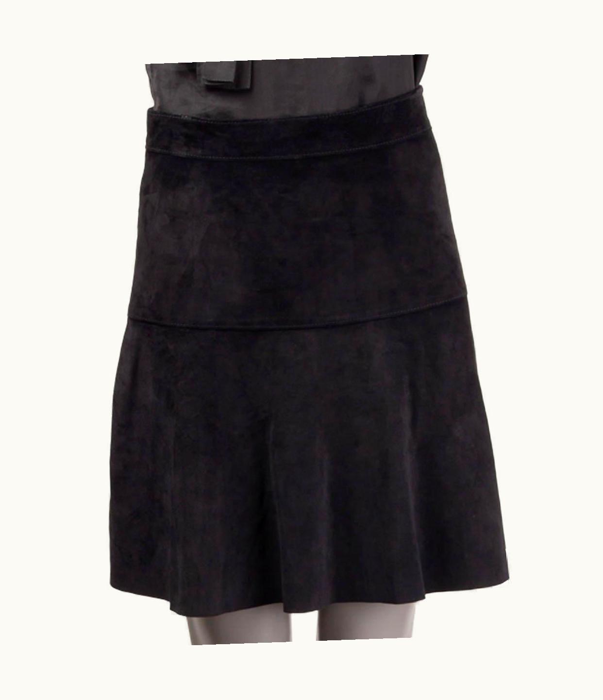 Proenza Schouler Black Suede Short A-Line Skirt 4